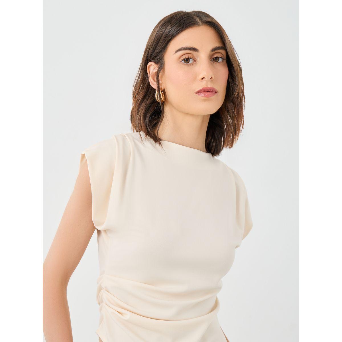 طقم منسق من بنطال بأرجل واسعة وبلوزة بحافة غير متماثلة-women-clothing-coordsets-image-3