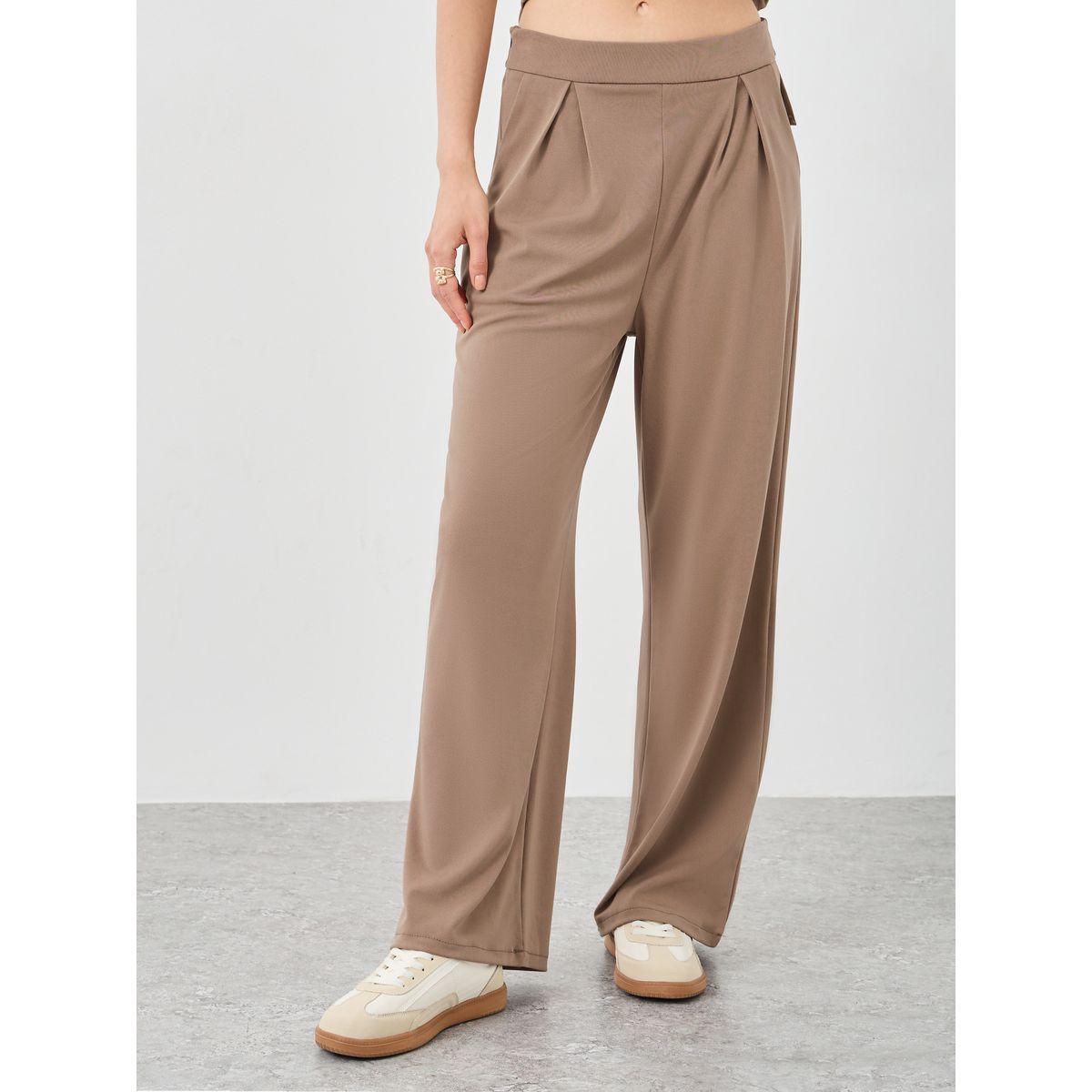 طقم منسق من بنطال بأرجل واسعة وبلوزة بحافة غير متماثلة-women-clothing-coordsets-image-5