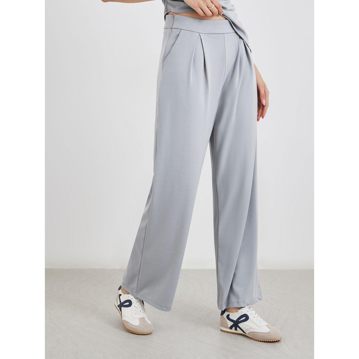 طقم منسق من بنطال بأرجل واسعة وبلوزة بحافة غير متماثلة-women-clothing-coordsets-image-5