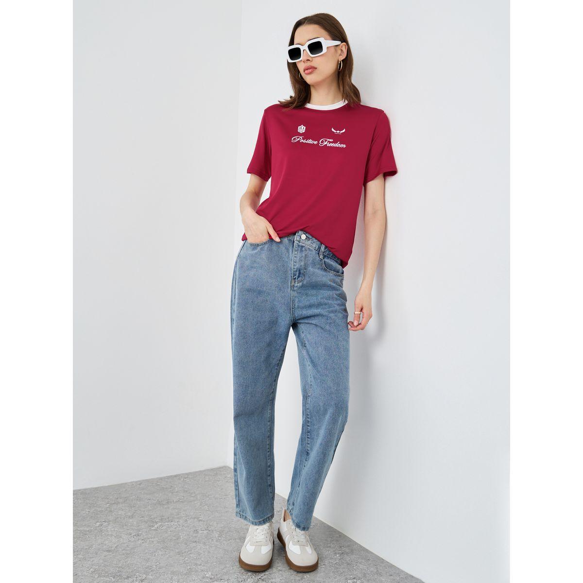Styli Slogan Print Regular Fit T-Shirt-women-clothing-tshirts-image-2