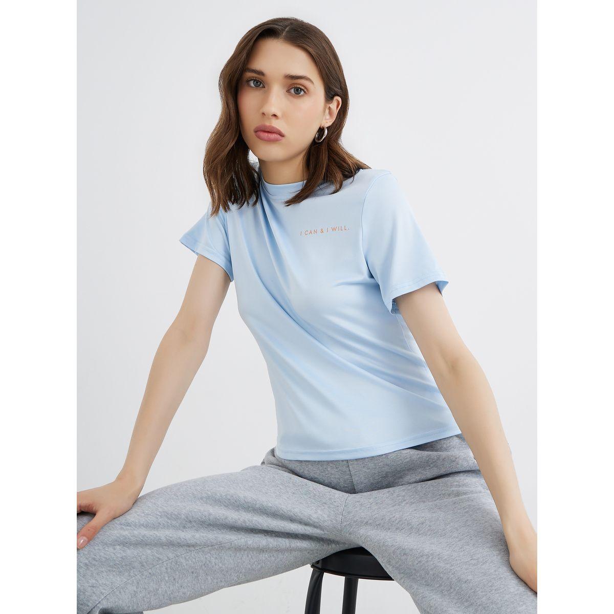 Styli Slogan Print Regular Fit Round Neck T-Shirt-women-clothing-tshirts-image-1