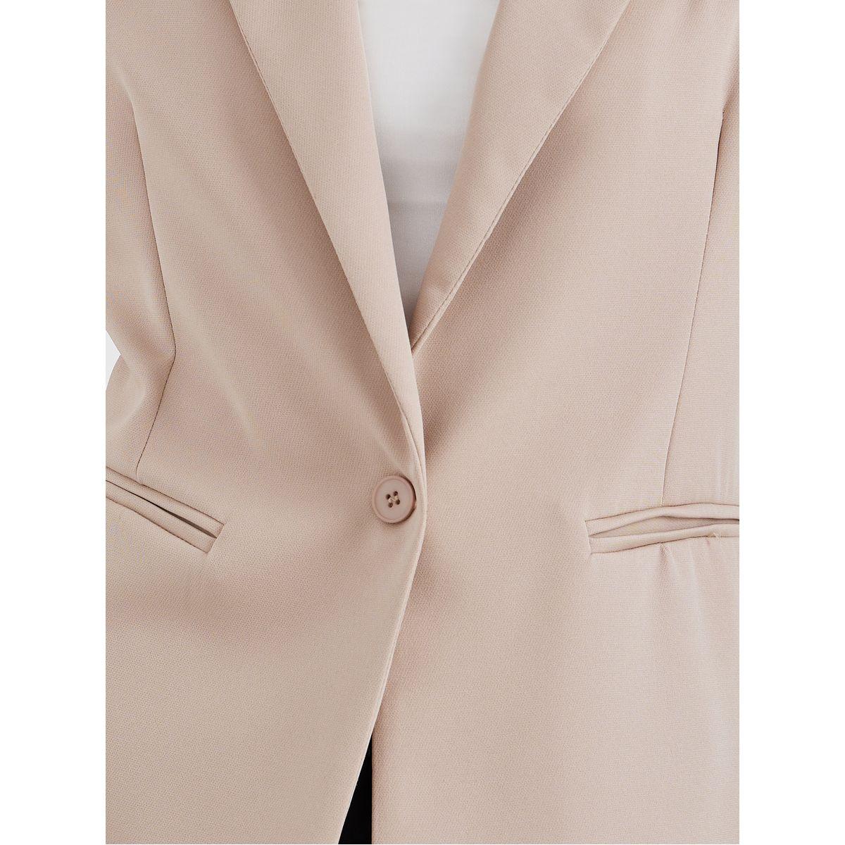 بليزر سادة بأكمام قصيرة وأزرار-women-clothing-coatsandjackets-blazers-image-3