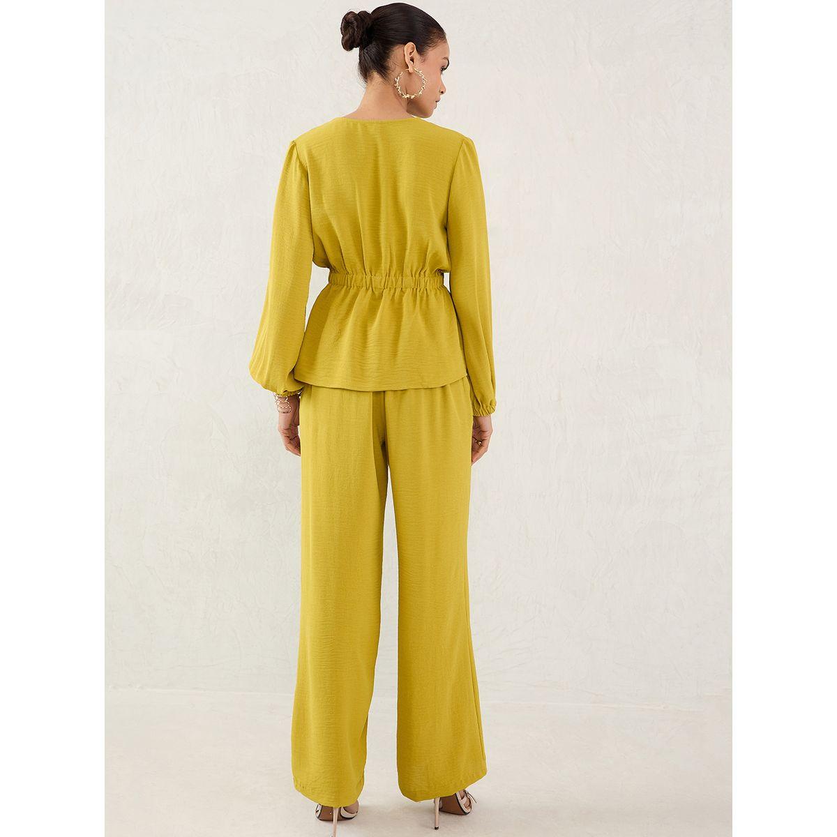 Femmella Solid Wrap Top and Straight Pants Co-Ords-women-clothing-coordsets-image-2