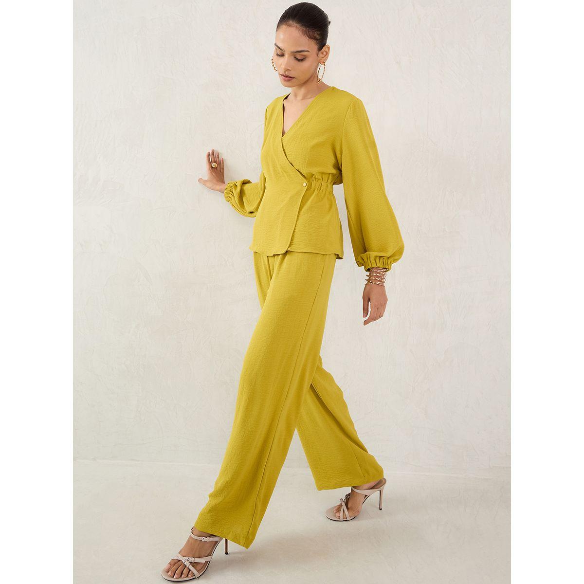 Femmella Solid Wrap Top and Straight Pants Co-Ords-women-clothing-coordsets-image-3