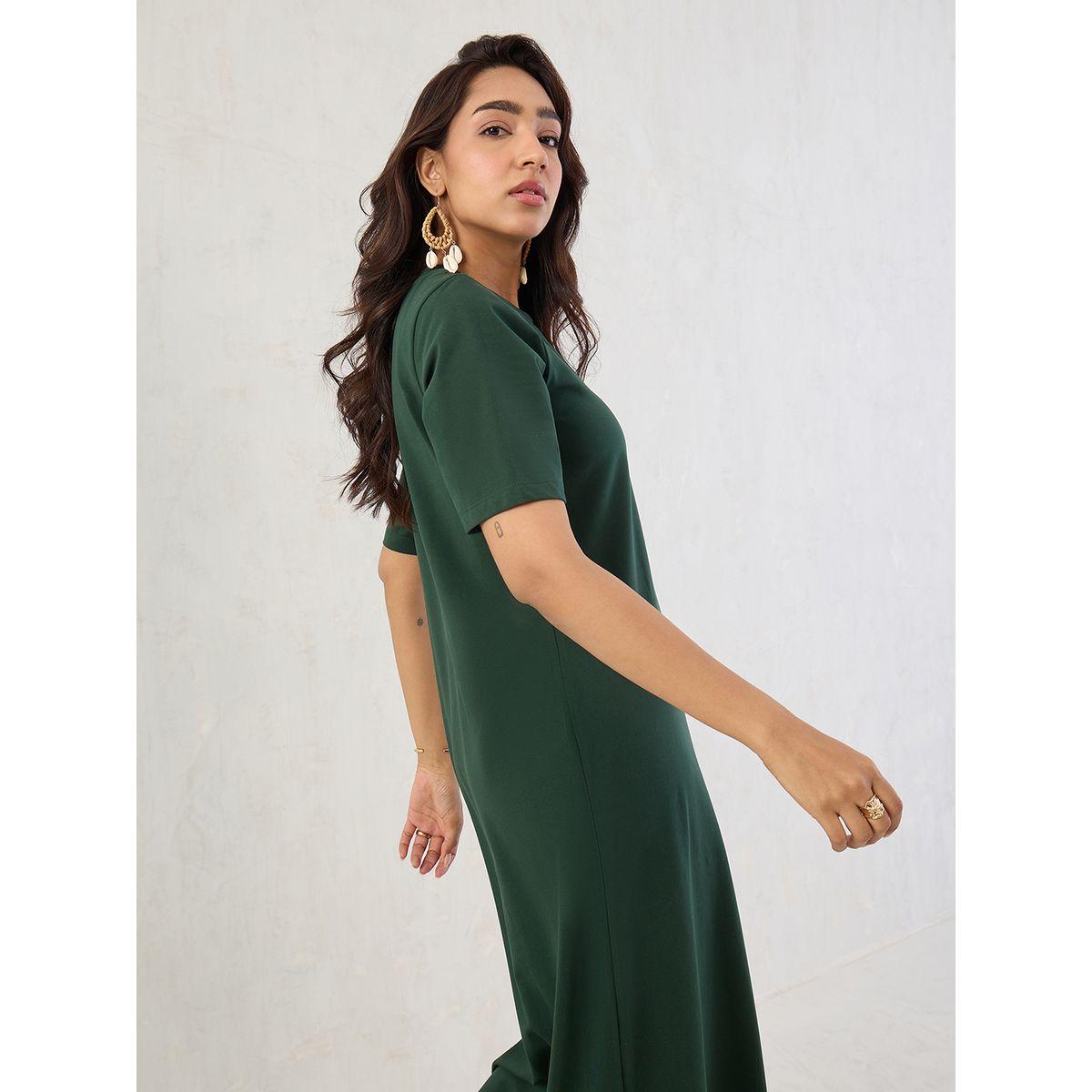 فستان طويل سادة بأكمام قصيرة-women-clothing-dresses-image-6