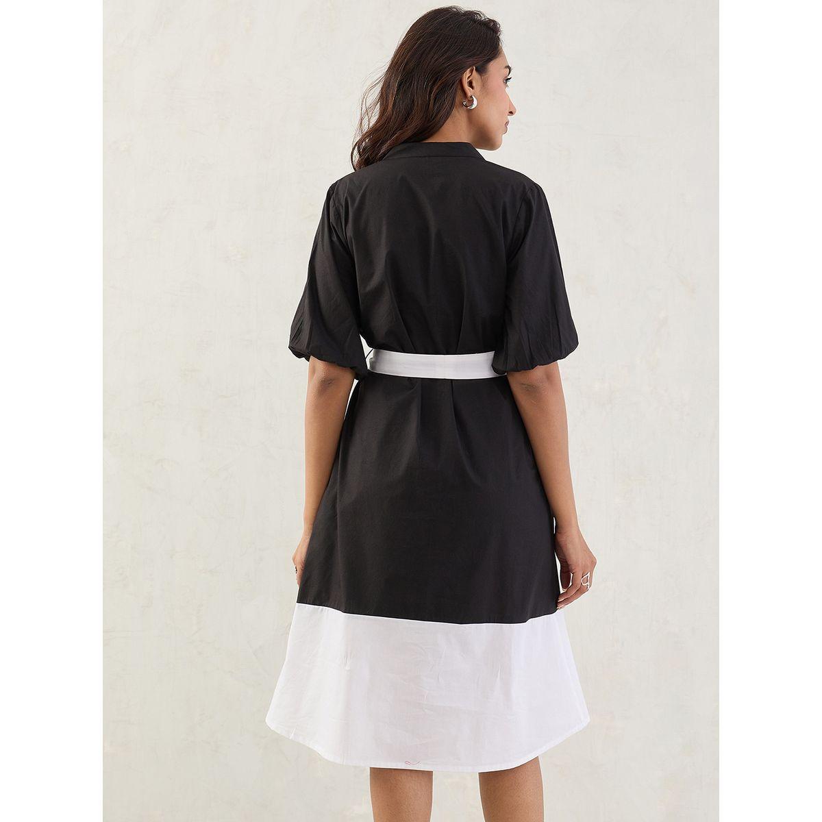 فستان ميدي بتفاصيل أزرار مع حزام-women-clothing-dresses-image-2