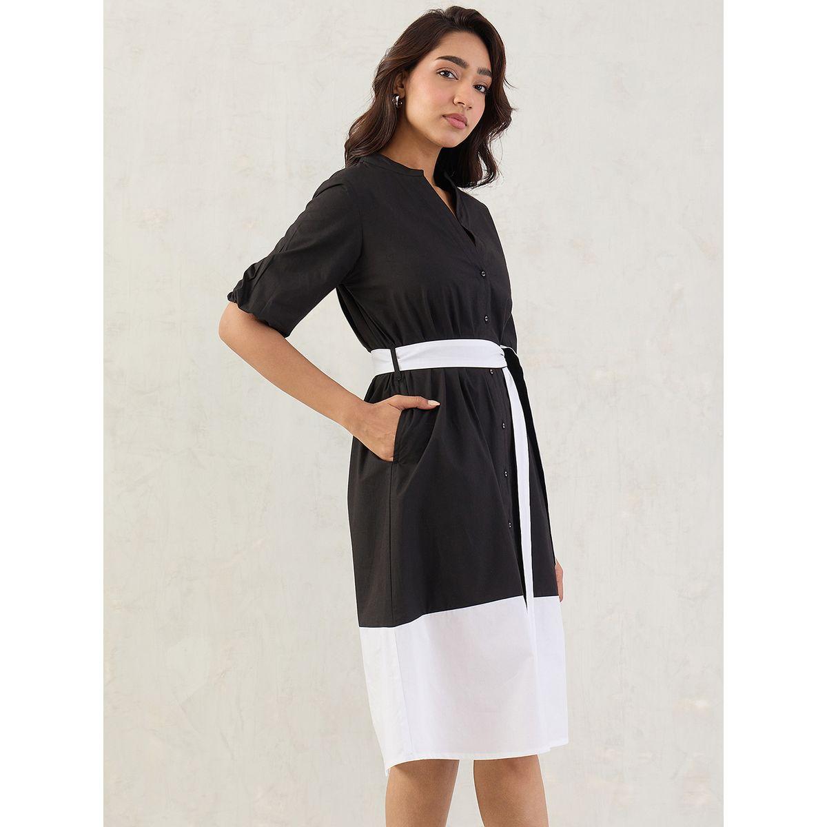 فستان ميدي بتفاصيل أزرار مع حزام-women-clothing-dresses-image-3