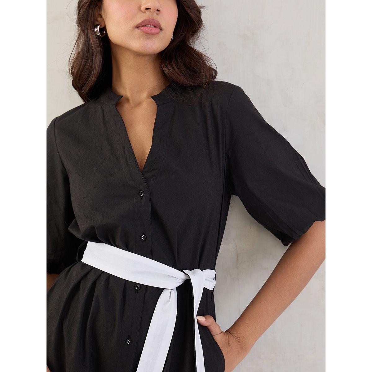 فستان ميدي بتفاصيل أزرار مع حزام-women-clothing-dresses-image-4
