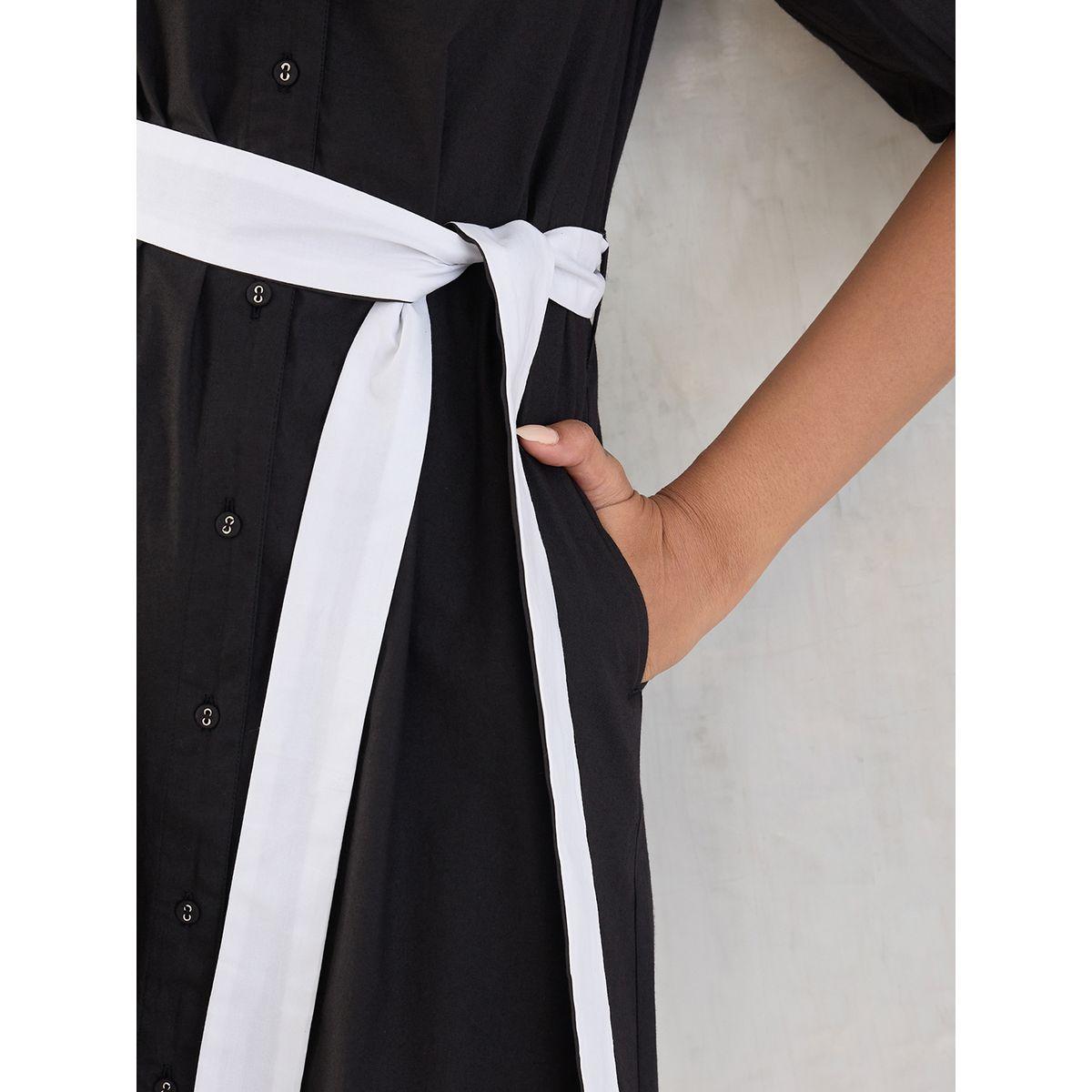 فستان ميدي بتفاصيل أزرار مع حزام-women-clothing-dresses-image-5