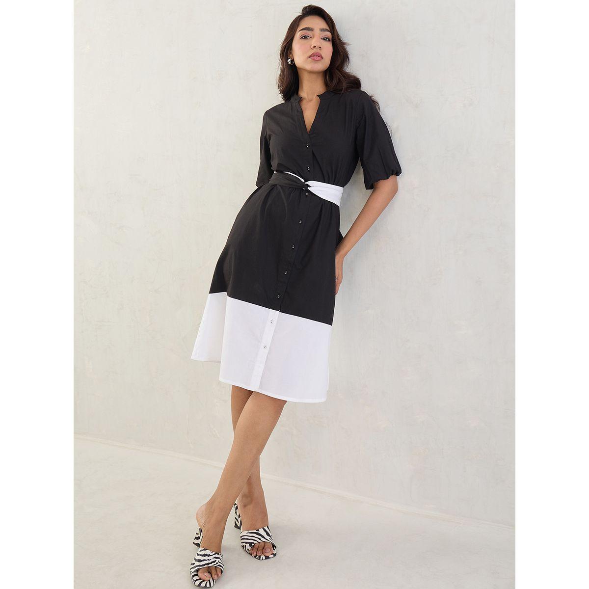 فستان ميدي بتفاصيل أزرار مع حزام-women-clothing-dresses-image-6