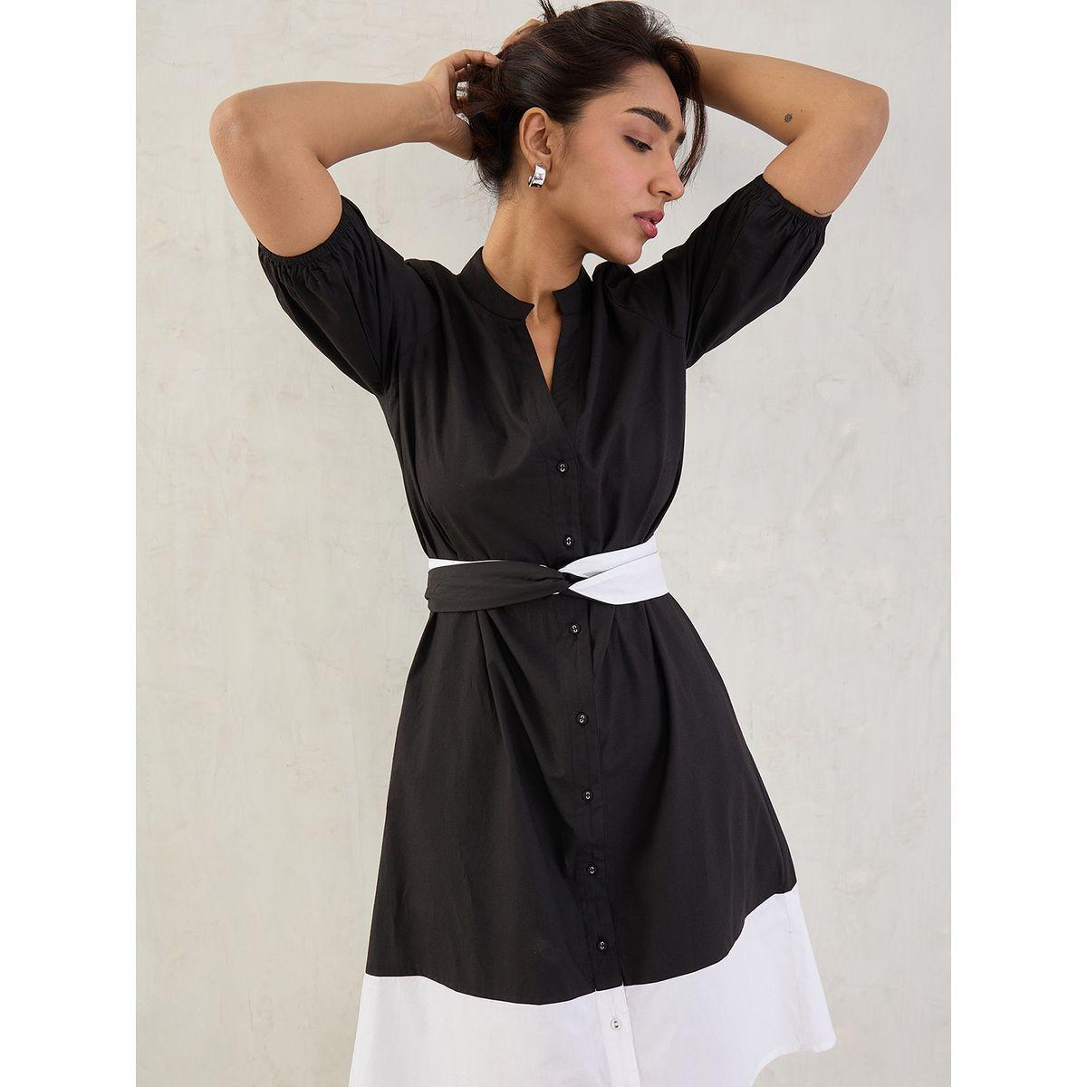 فستان ميدي بتفاصيل أزرار مع حزام-women-clothing-dresses-image-7