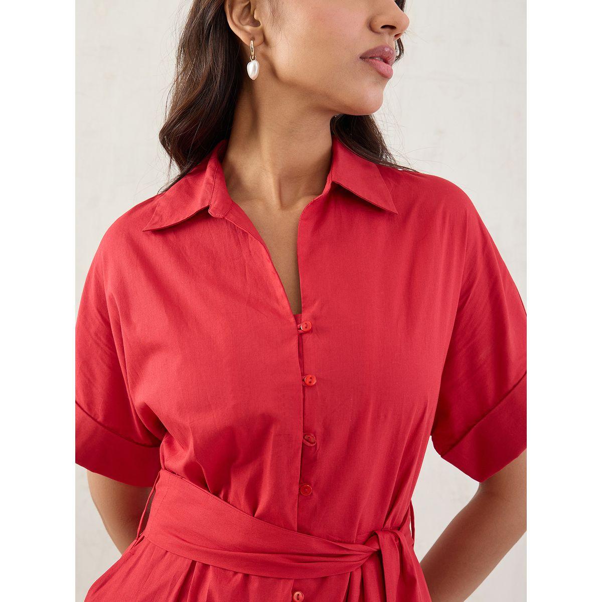 فستان ميدي سادة بتفاصيل حزام-women-clothing-dresses-image-3