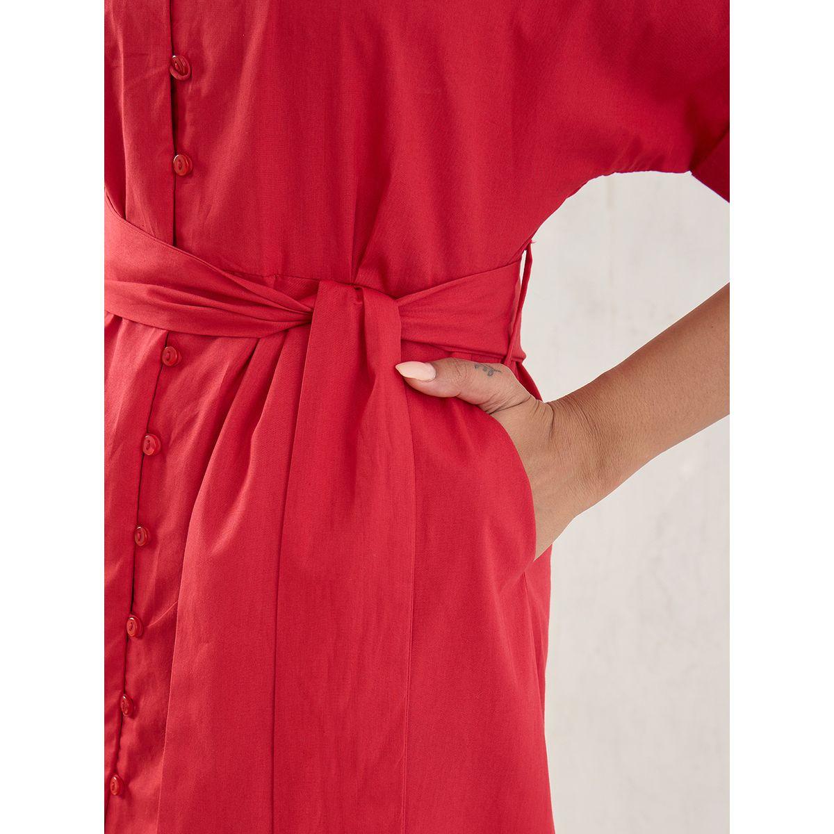 فستان ميدي سادة بتفاصيل حزام-women-clothing-dresses-image-4
