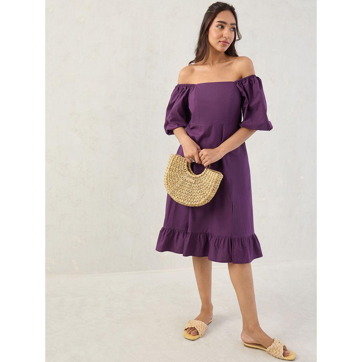فستان ميدي بياقة مربعة مع تفاصيل مُجمعة-women-clothing-dresses-image-5
