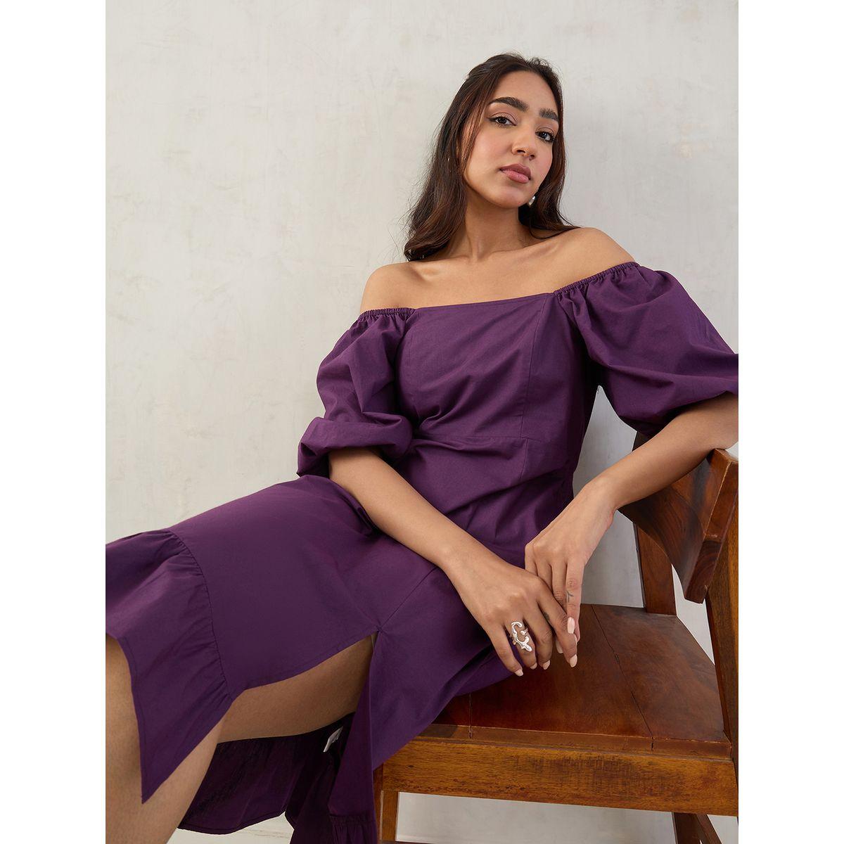 فستان ميدي بياقة مربعة مع تفاصيل مُجمعة-women-clothing-dresses-image-6
