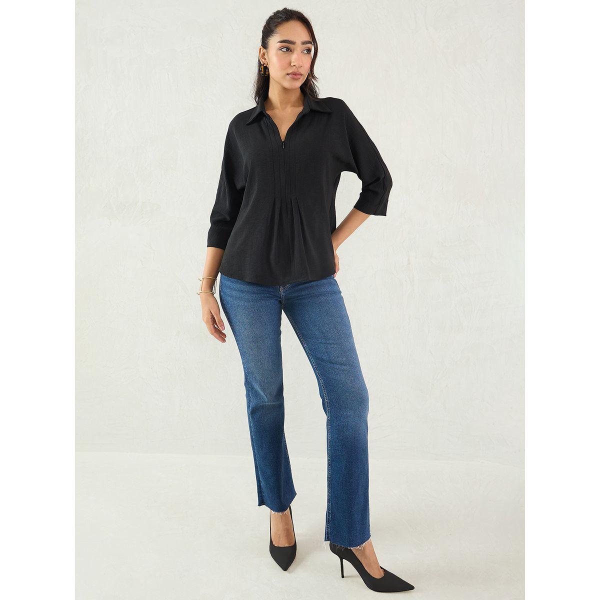 بلوزة بتفاصيل كسرات مع ياقة-women-clothing-shirtsandblouses-blouses-image-5