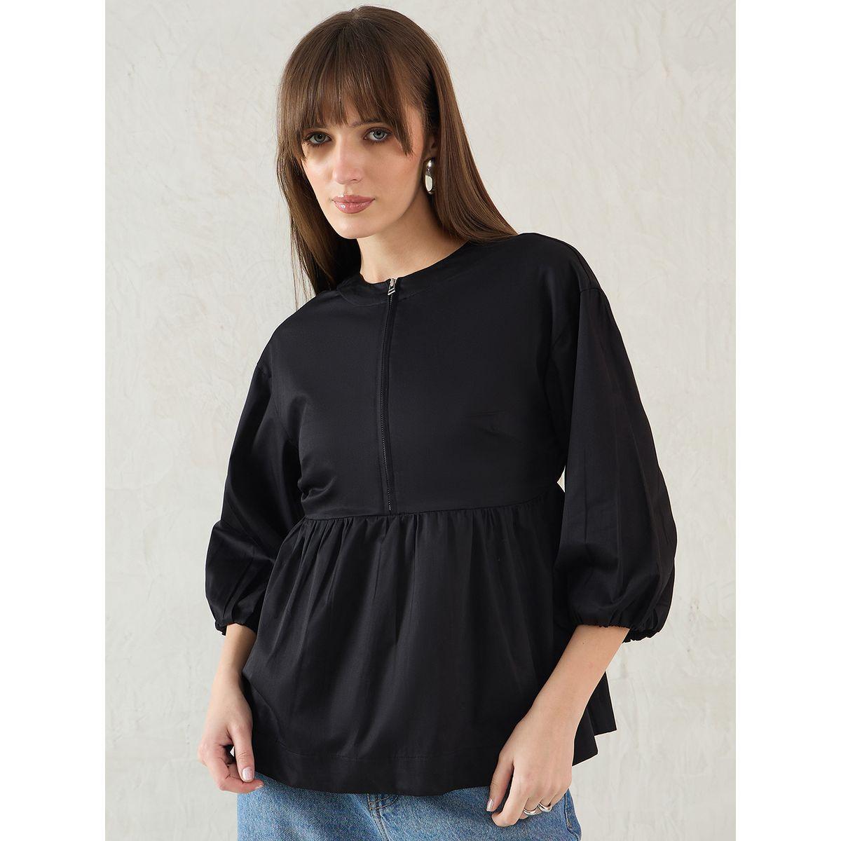 بلوزة قطنية بتفاصيل سحاب-women-clothing-shirtsandblouses-blouses-image-1