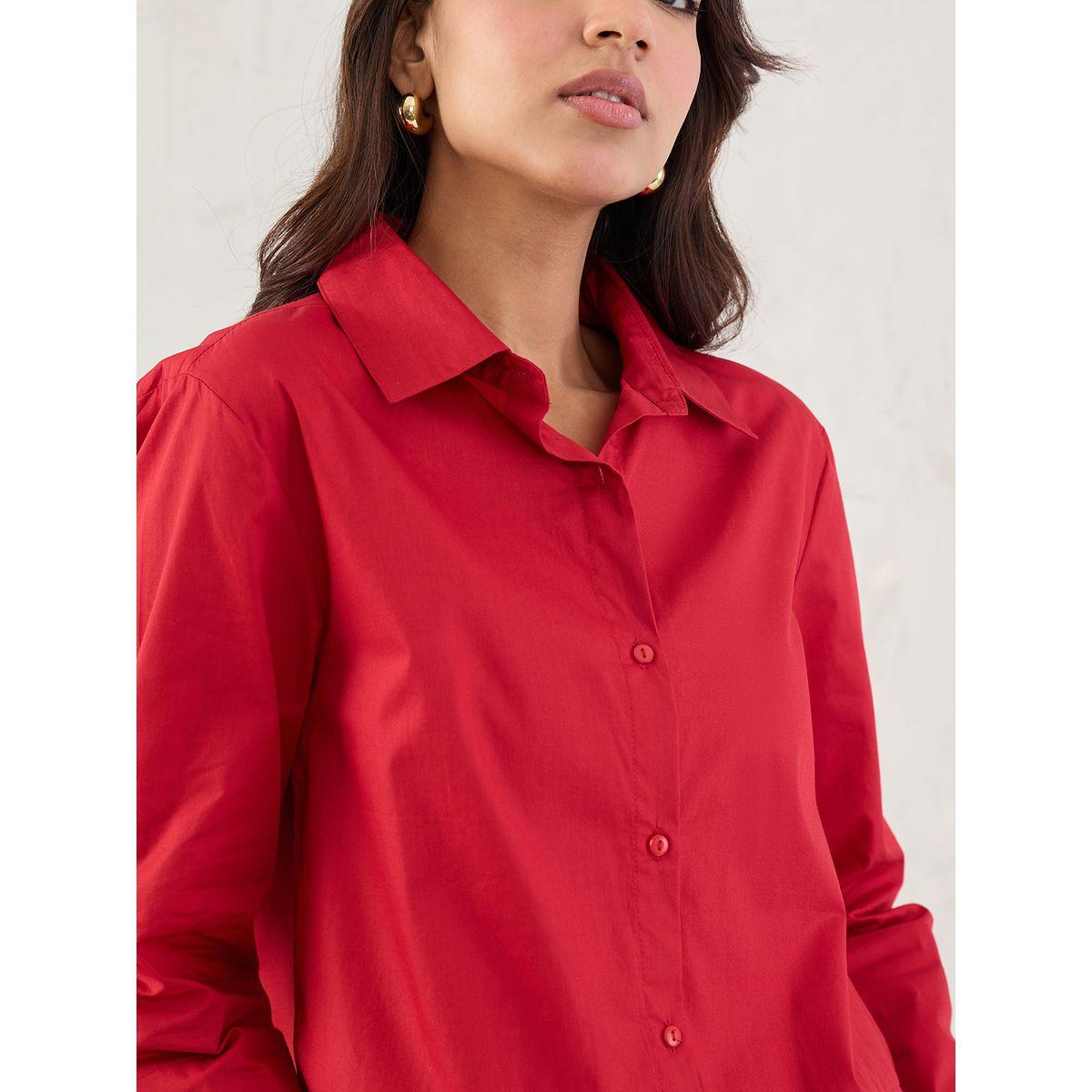 بلوزة سادة بأكمام طويلة وتفاصيل أزرار-women-clothing-shirtsandblouses-shirts-image-5