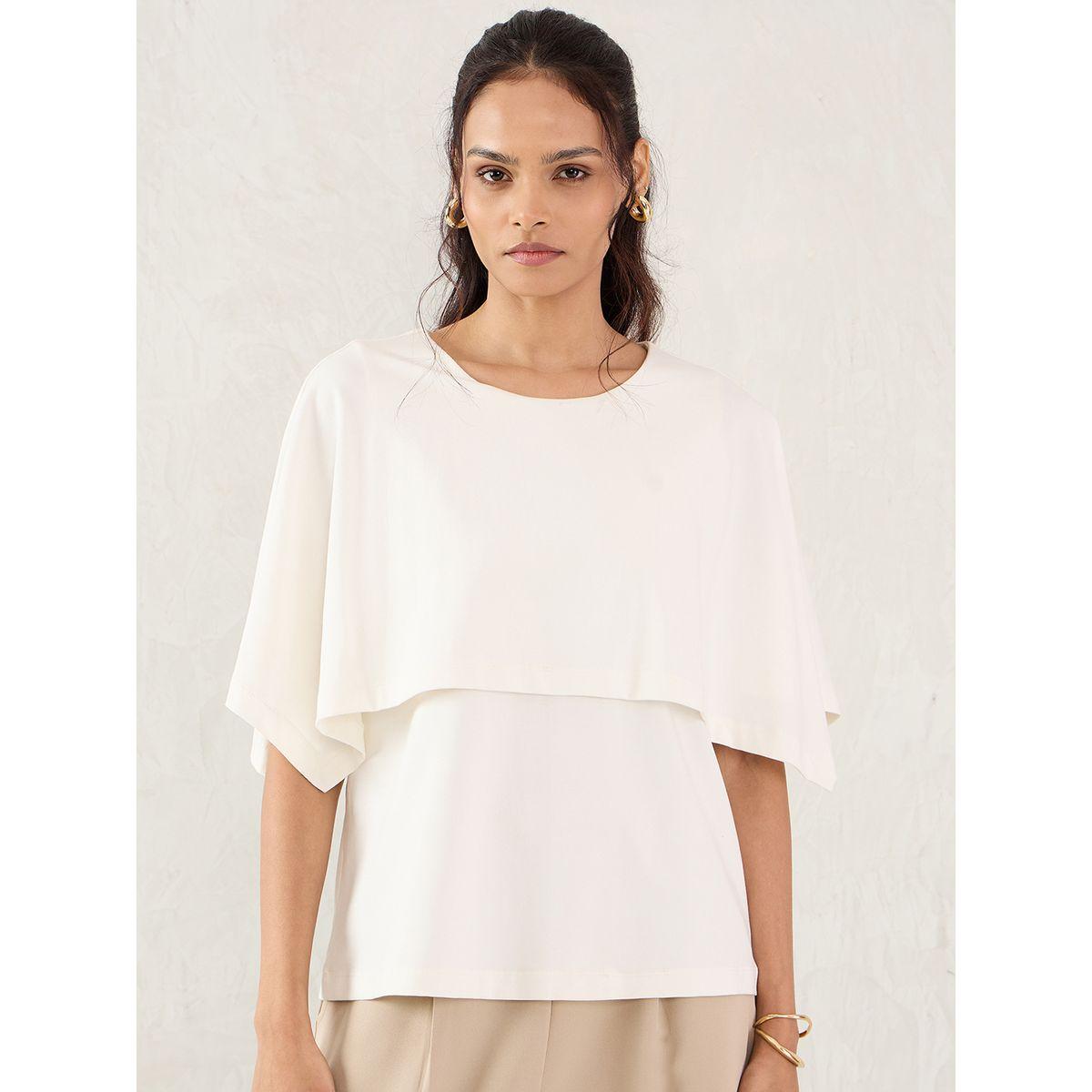 بلوزة قطنية محبوكة بتفاصيل كيب-women-clothing-tshirts-image-1