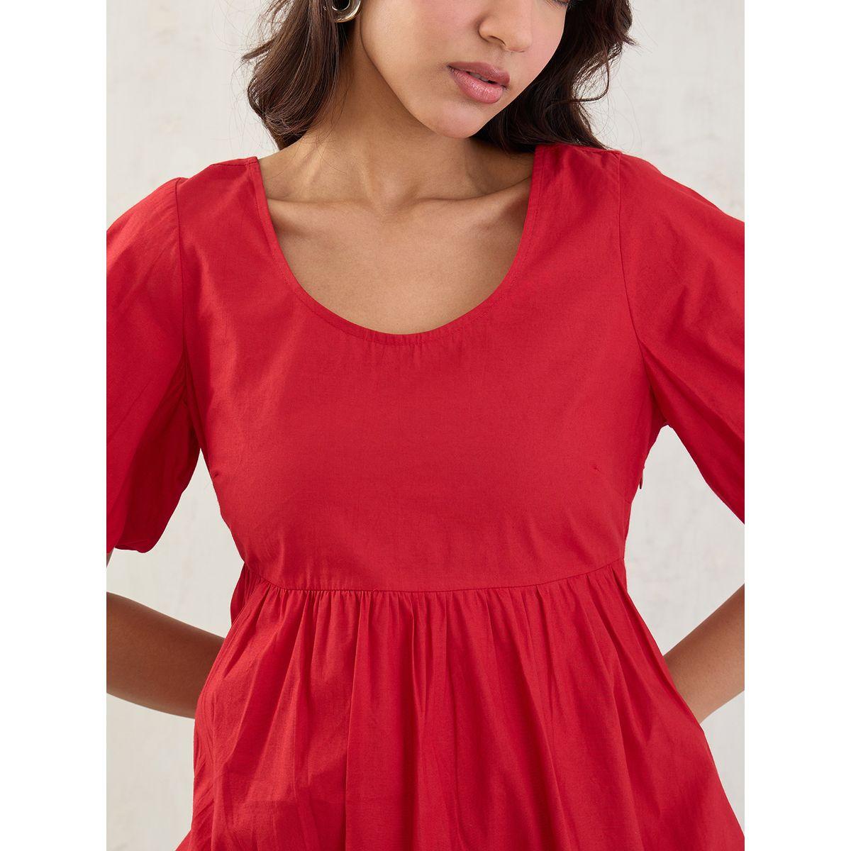 بلوزة بأكمام منفوخة مع تفاصيل كسرات-women-clothing-shirtsandblouses-blouses-image-4