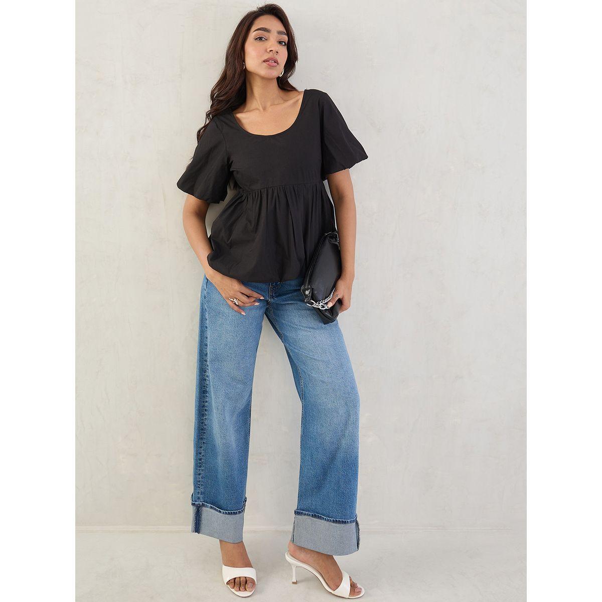 بلوزة بأكمام منفوخة مع تفاصيل كسرات-women-clothing-shirtsandblouses-blouses-image-5