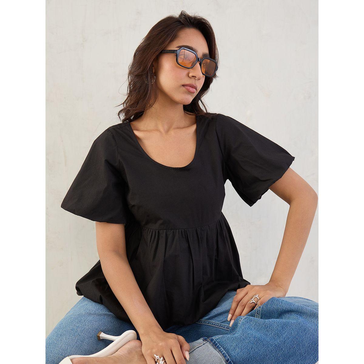 بلوزة بأكمام منفوخة مع تفاصيل كسرات-women-clothing-shirtsandblouses-blouses-image-6