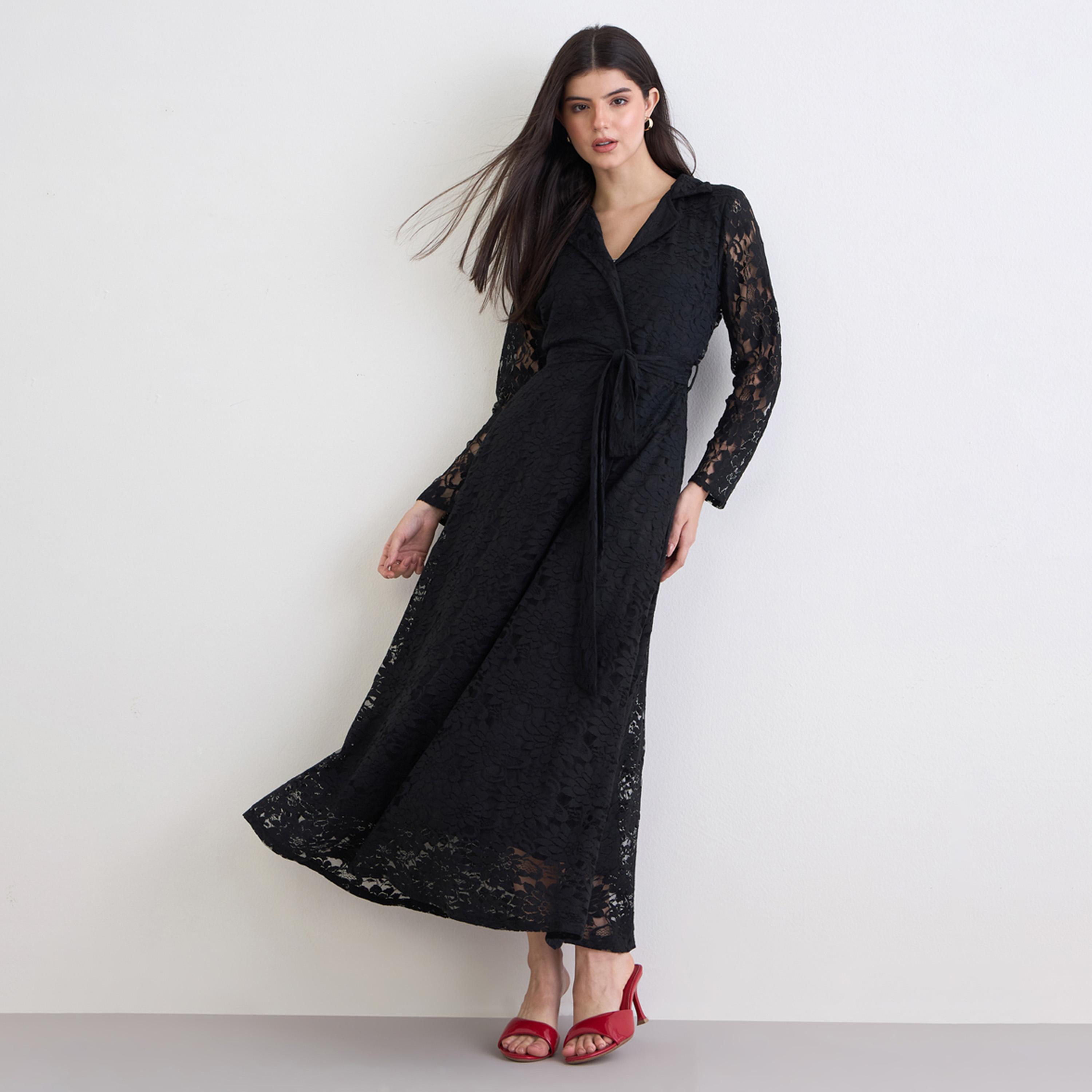 knee length dresses for ladies Off White Lace Wrap Short Dress