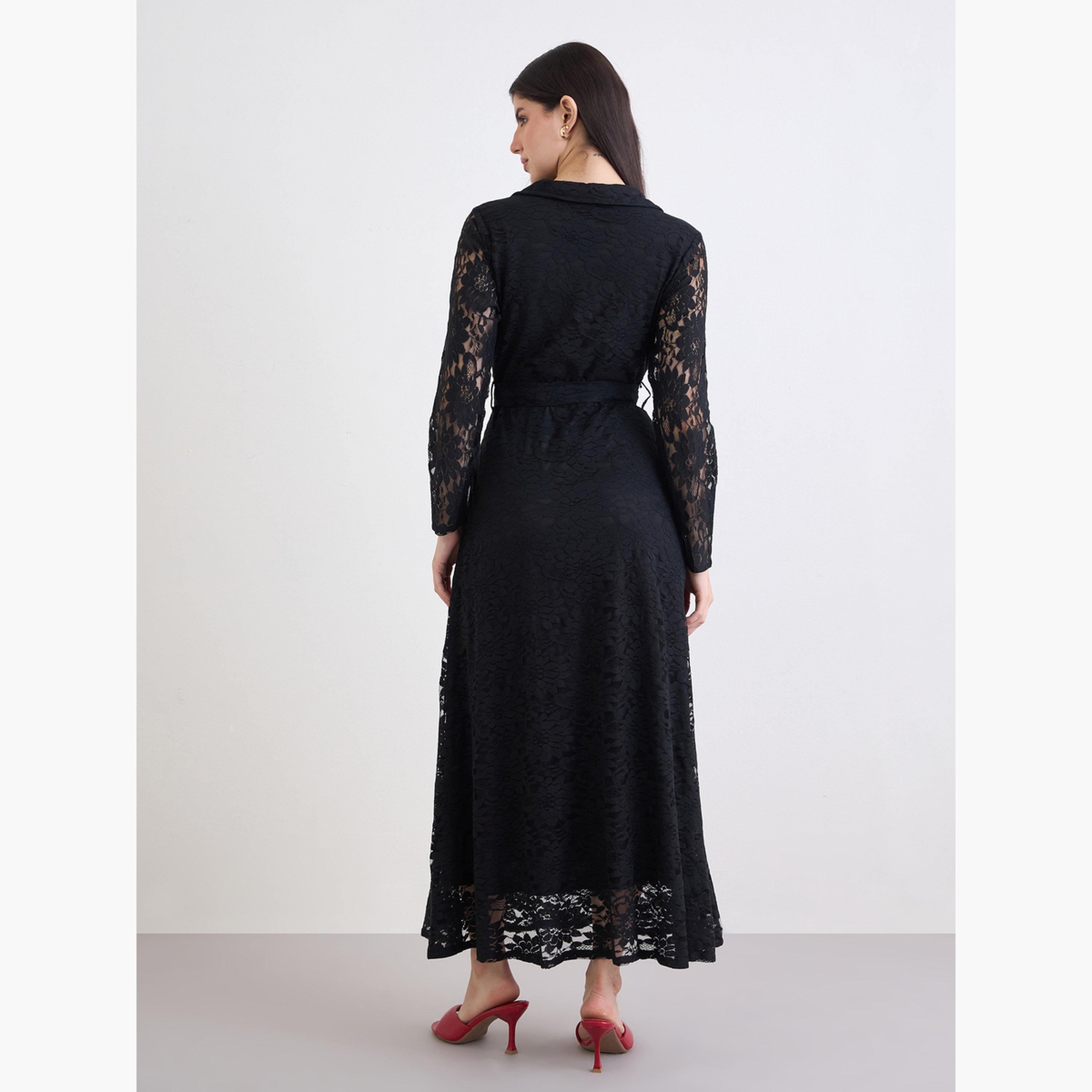 Styli Black All Lace Wrap Maxi Dress-women-clothing-dresses-image-4