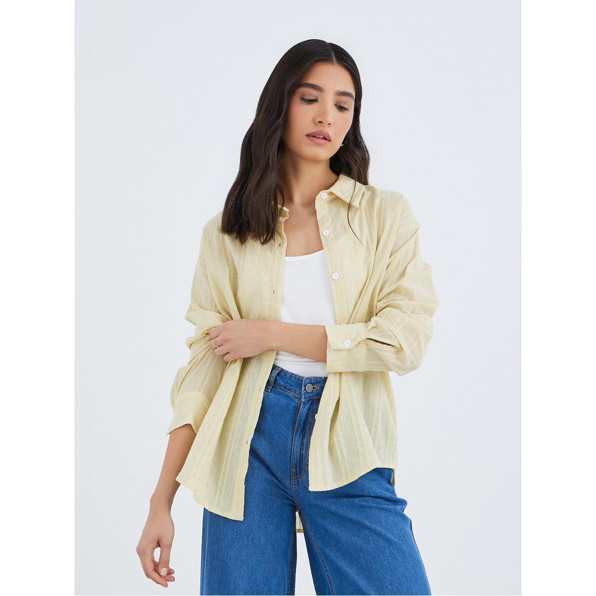 بلوزة فضفاضة بتفاصيل بارزة الملمس-women-clothing-shirtsandblouses-shirts-image-1
