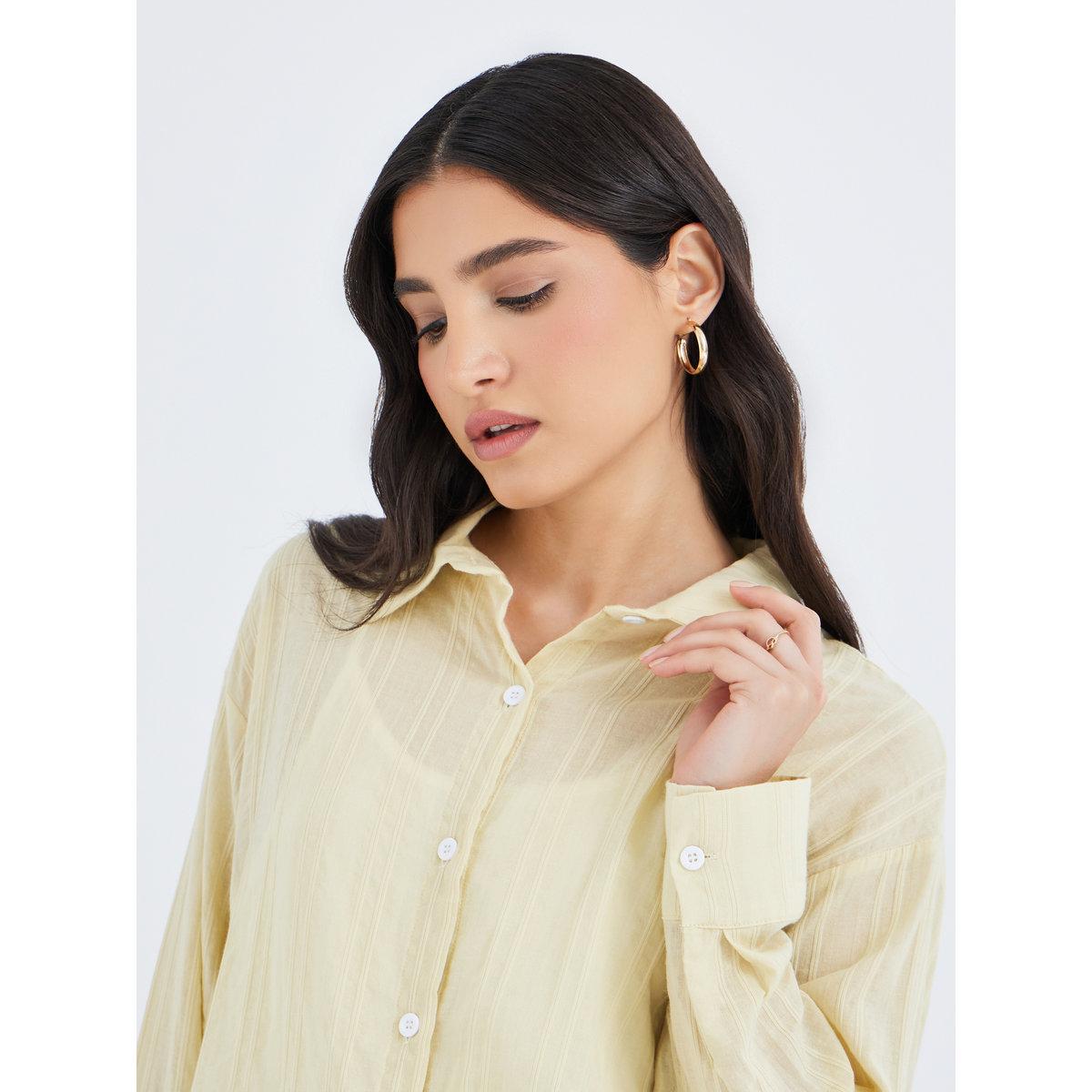 بلوزة فضفاضة بتفاصيل بارزة الملمس-women-clothing-shirtsandblouses-shirts-image-4