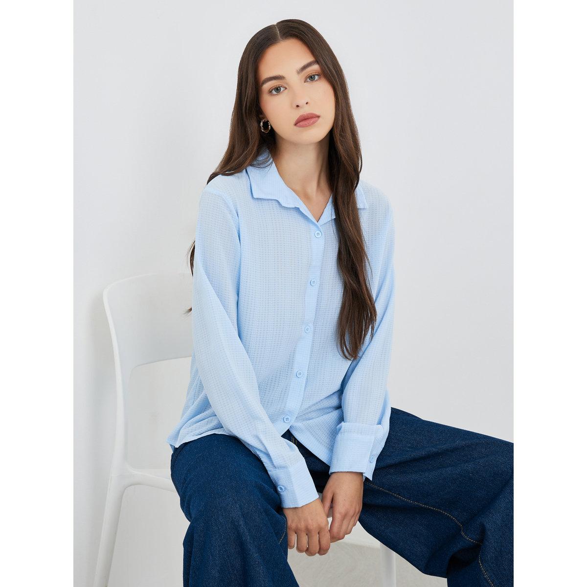 Styli Texture Long Sleeve Regular Fit Shirt-women-clothing-shirtsandblouses-shirts-image-1
