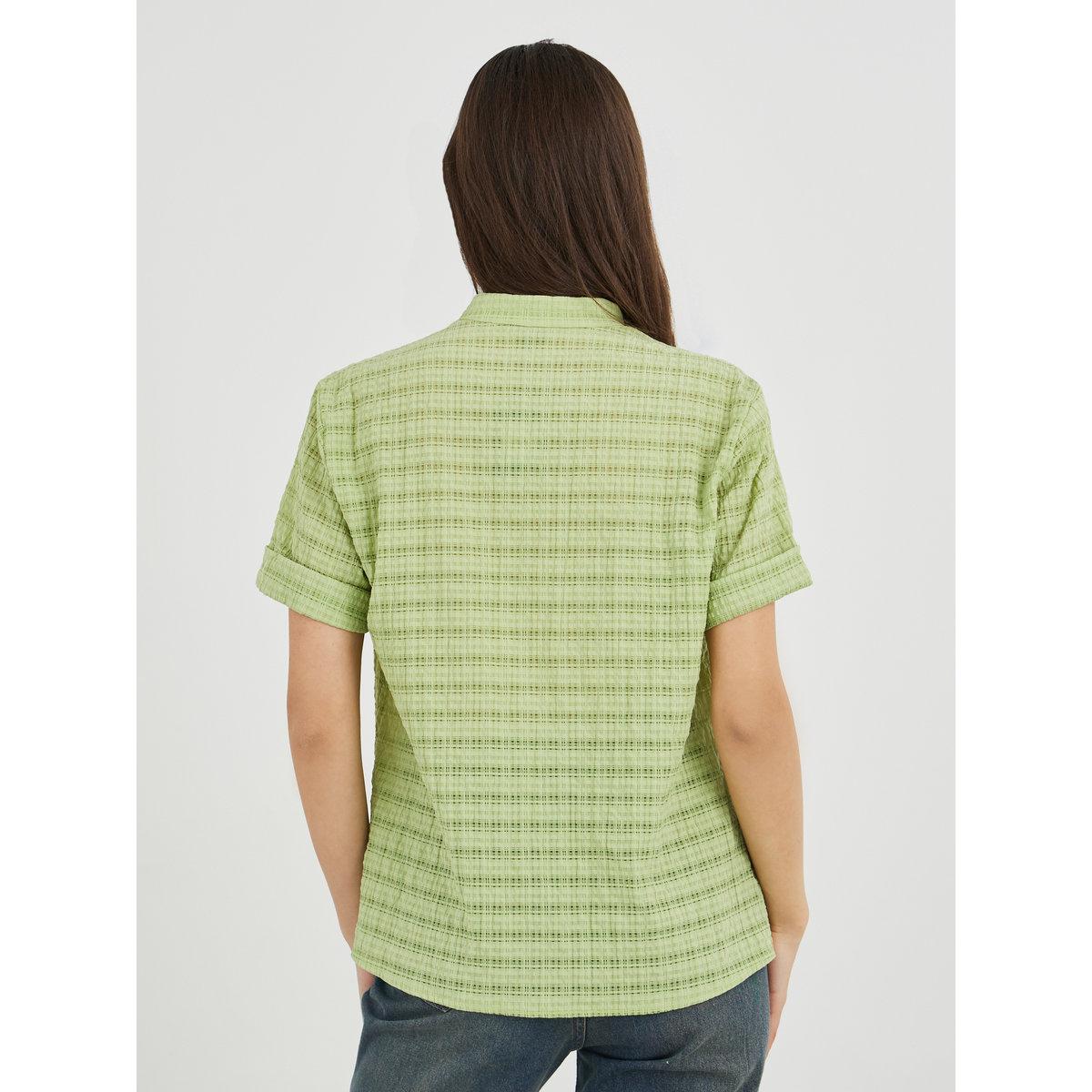 Styli Textured Stand Collar Short Sleeve Shirt-women-clothing-shirtsandblouses-shirts-image-5