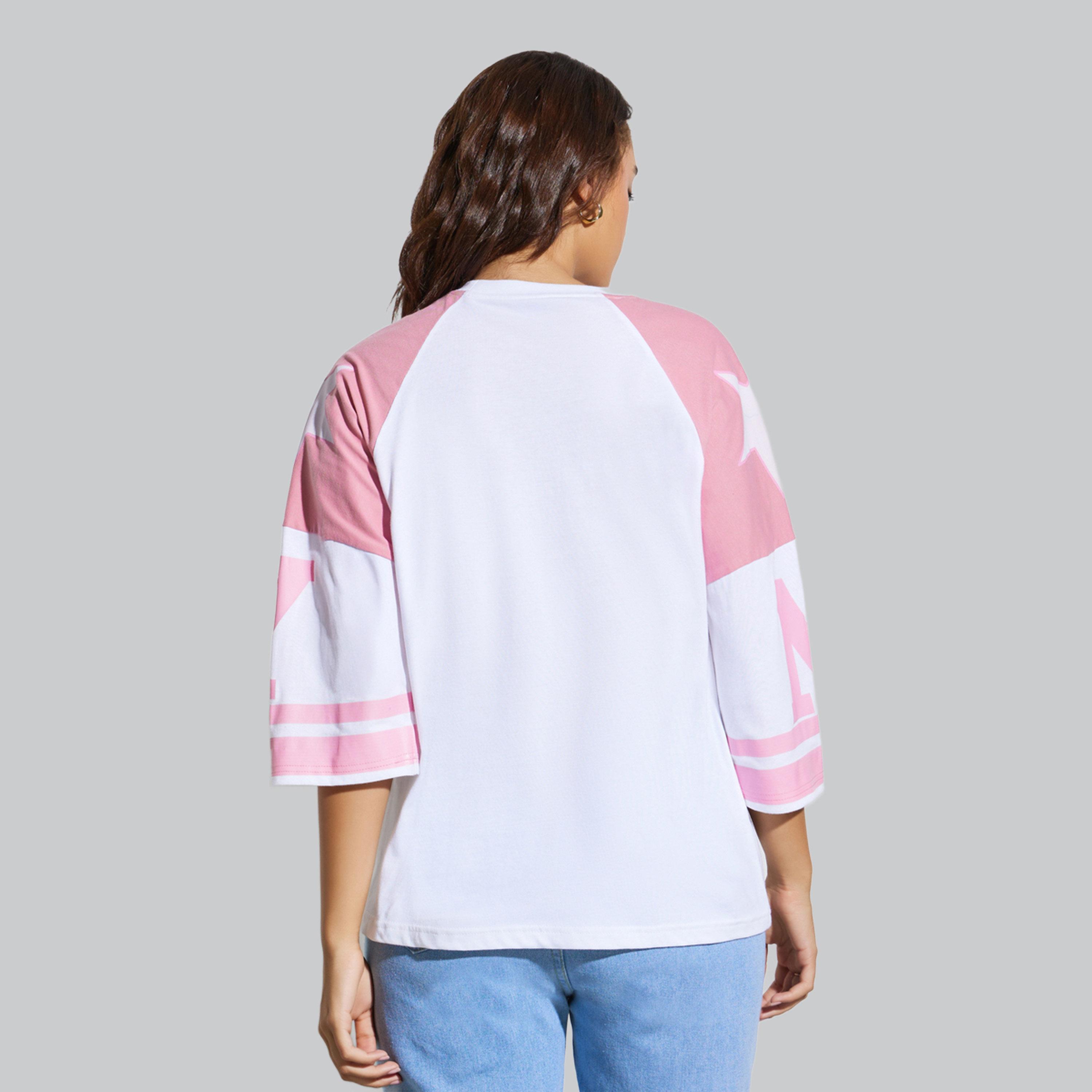 Styli Pink Varsity Graphic Oversized T-Shirt-women-clothing-tshirts-image-4