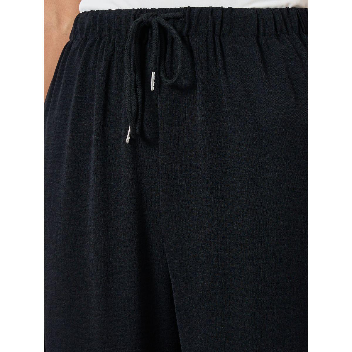 بنطال سادة بقصة أرجل واسعة مع أربطة خصر-women-clothing-bottoms-trousers-image-3