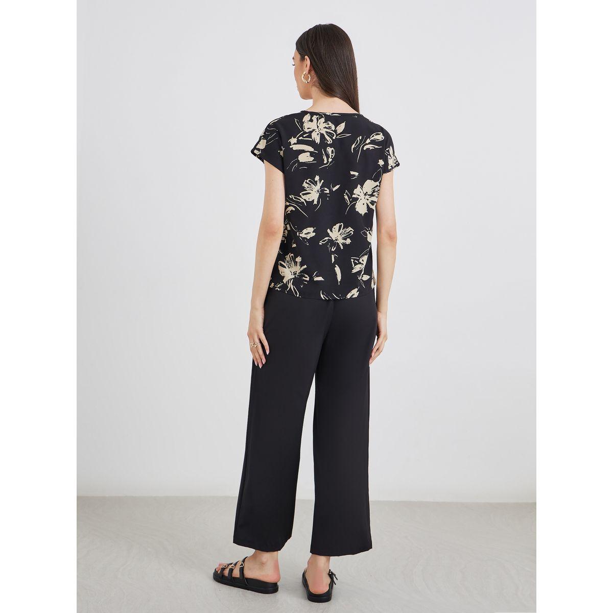 Styli Black Floral Blouse and Pants Co-Ords-women-clothing-coordsets-image-6