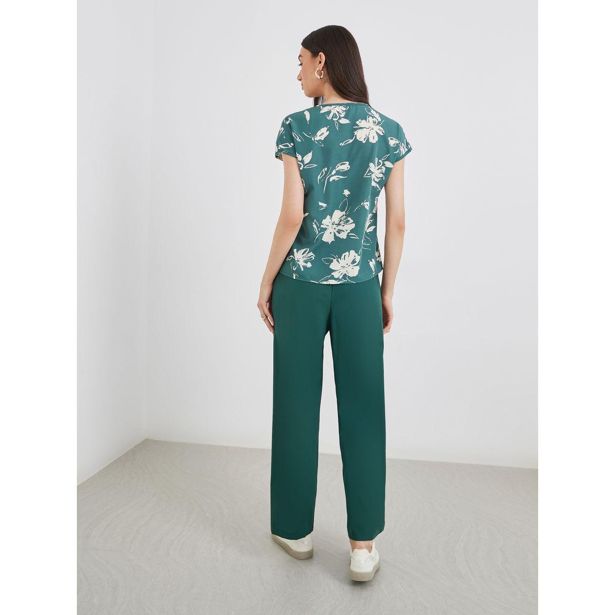 طقم منسق من بنطال وبلوزة بطبعة زهور-women-clothing-coordsets-image-1