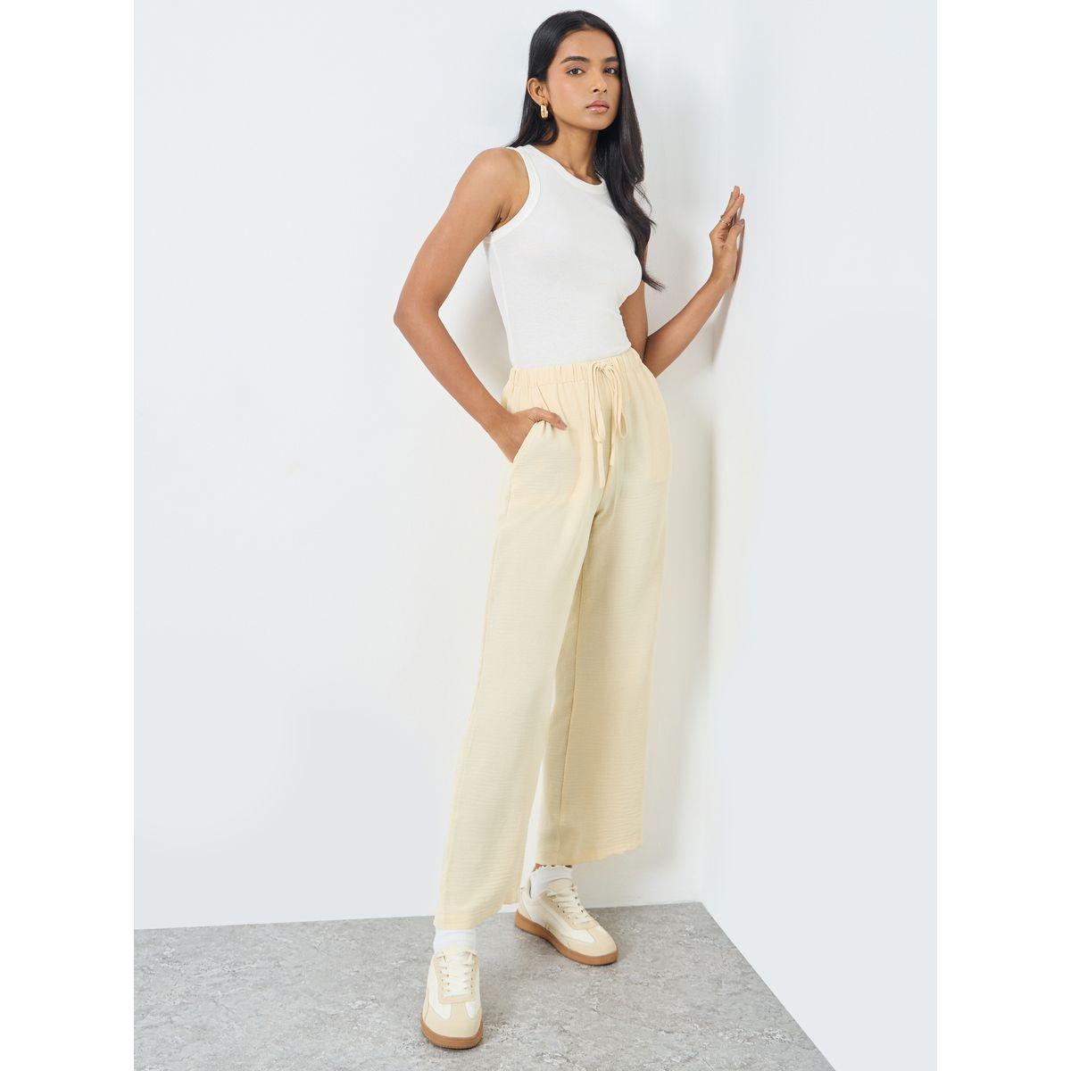 Styli Women Solid Drawstring Waist Wide Leg Pants-women-clothing-bottoms-trousers-image-1
