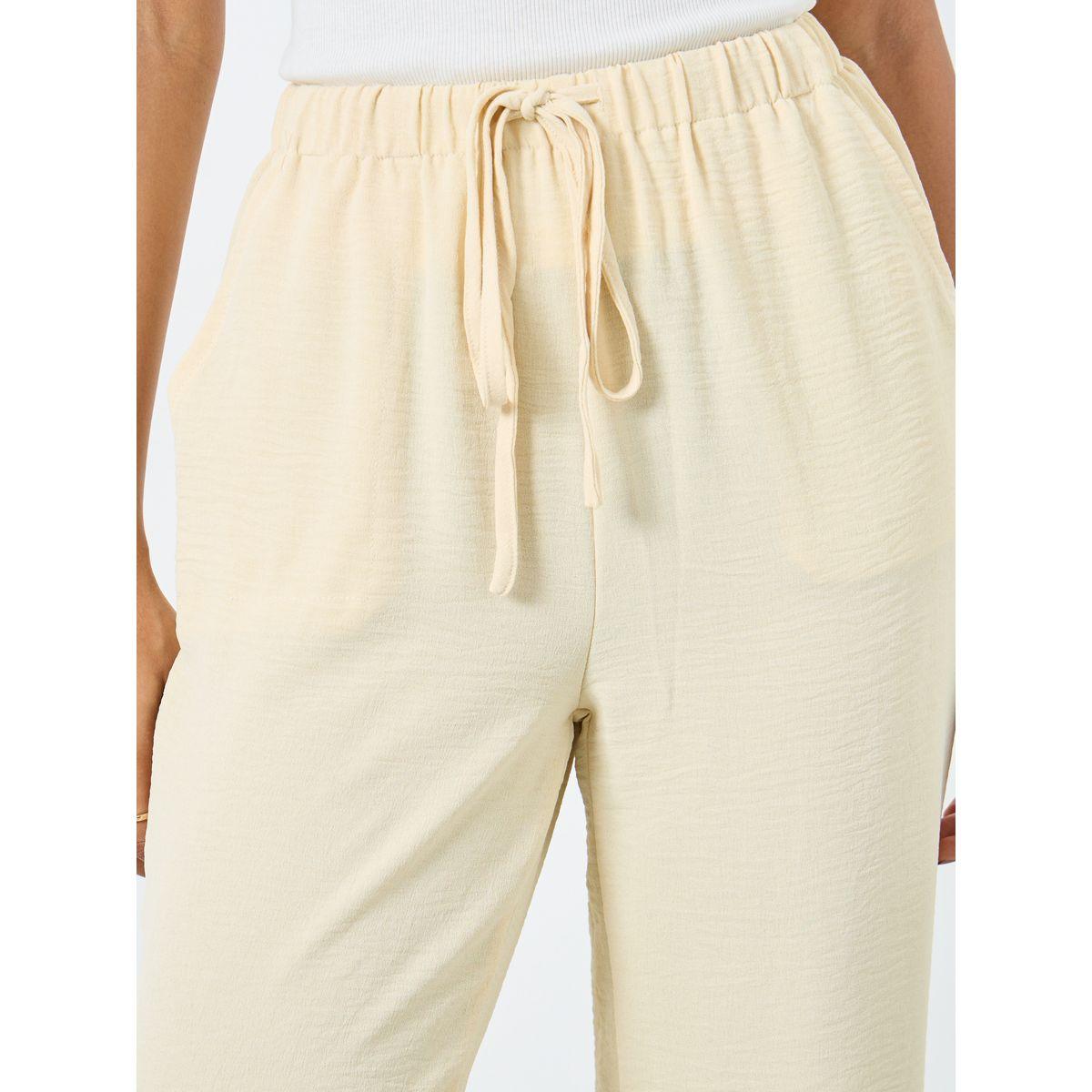 بنطال سادة بقصة أرجل واسعة مع أربطة خصر-women-clothing-bottoms-trousers-image-3