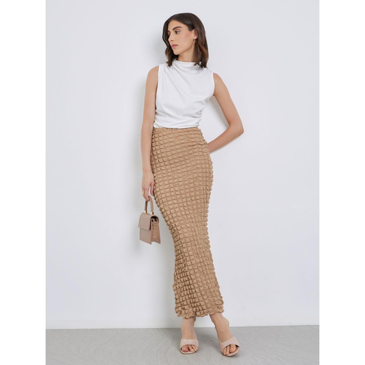Styli Women Textured Bodycon Maxi Skirt-women-clothing-bottoms-skirts-image-1