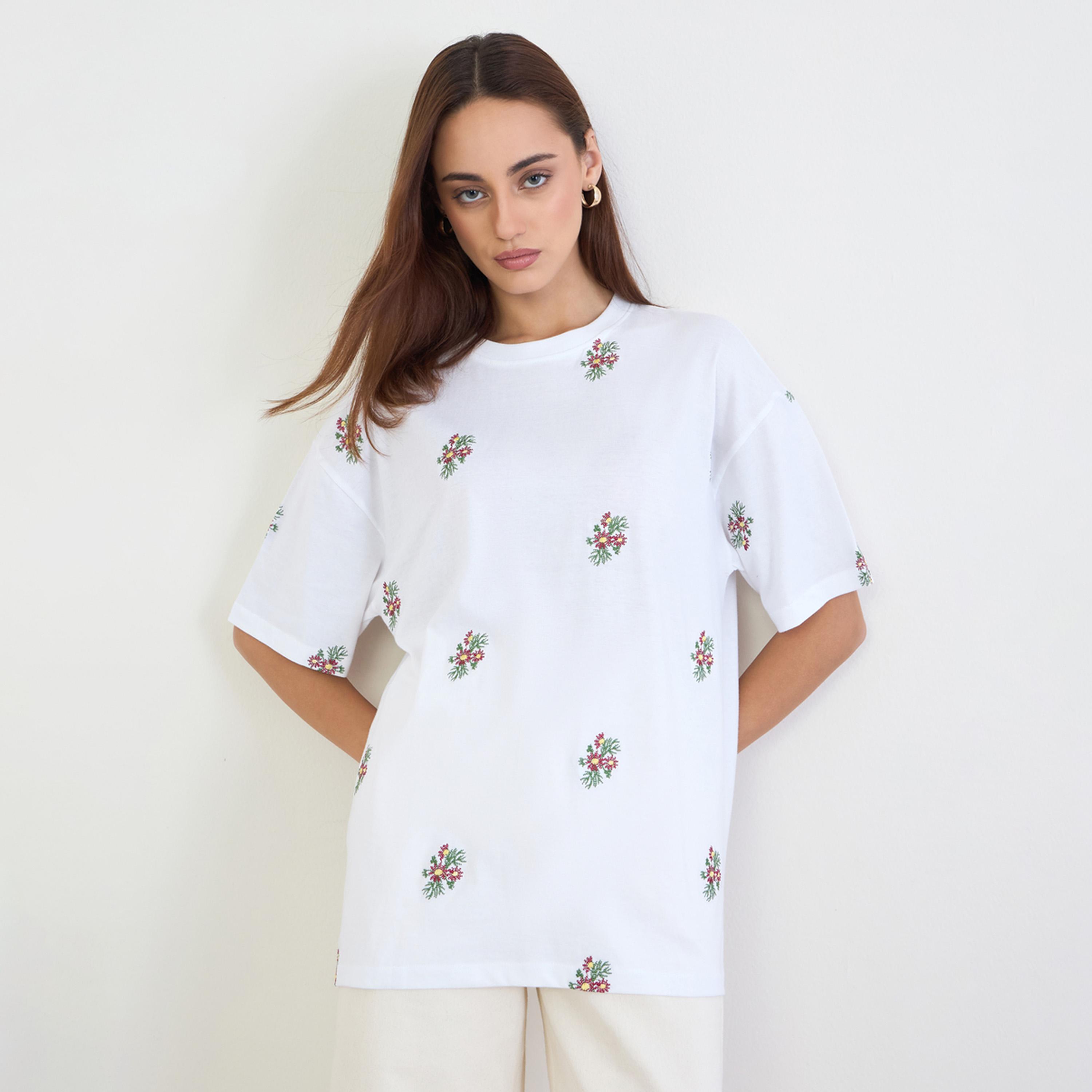 Styli Embroidered Floral Oversized T-Shirt-women-clothing-tshirts-image-1