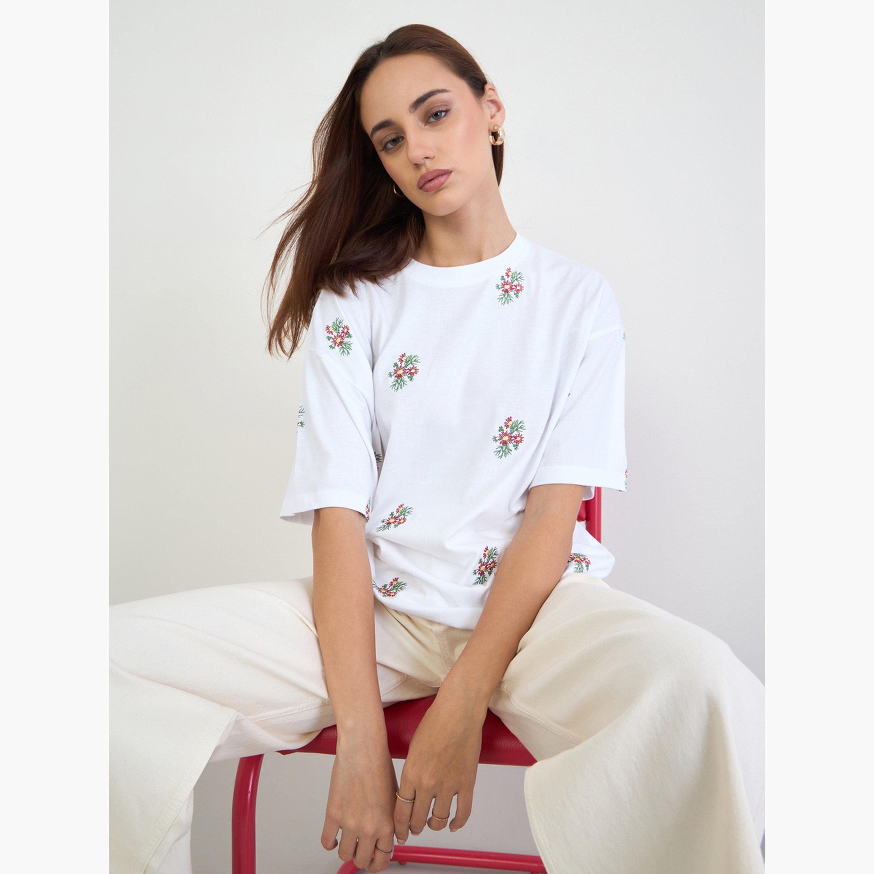 Styli Embroidered Floral Oversized T-Shirt-women-clothing-tshirts-image-3