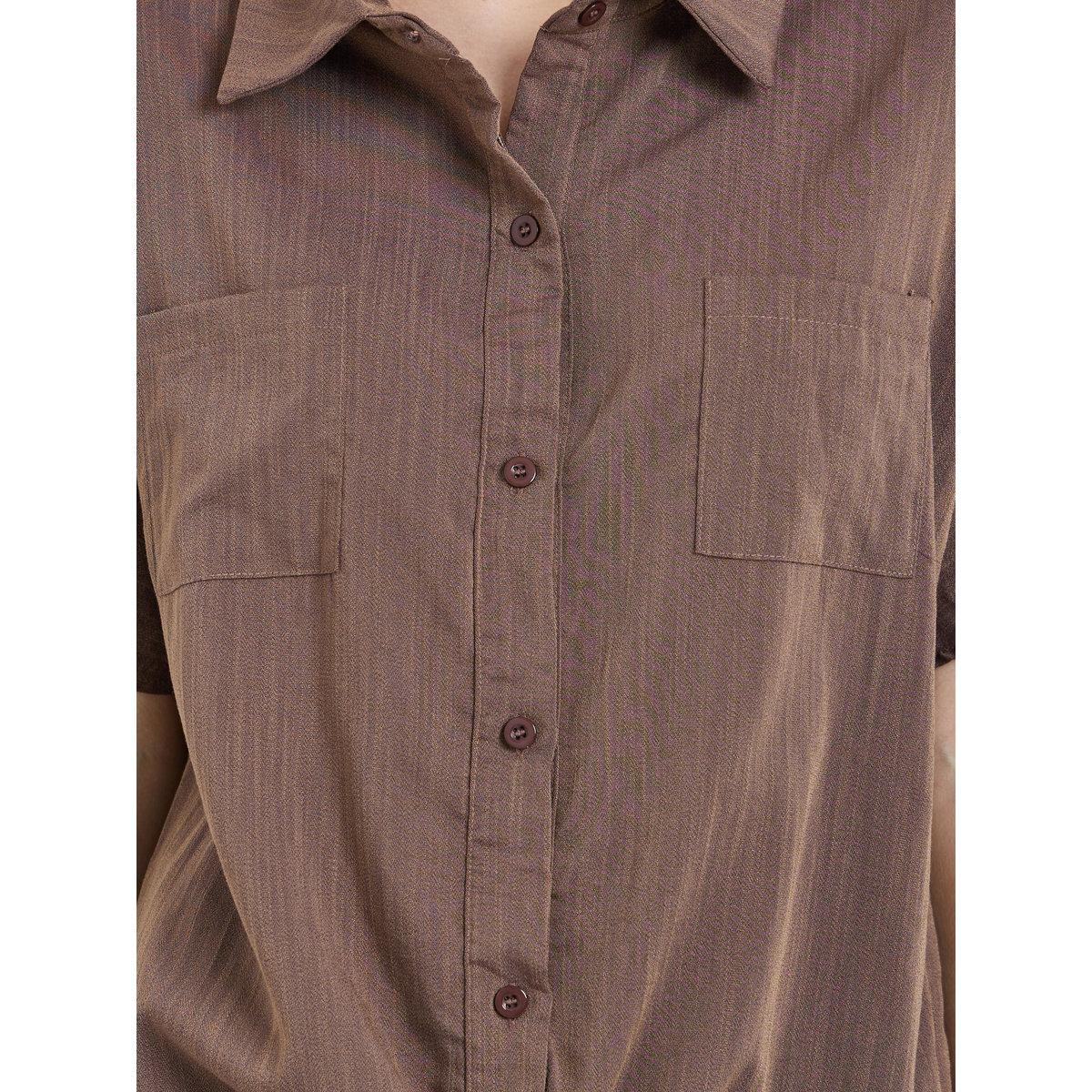 Styli Knotted Detail Buttoned Shirt and Pants Co-Ords-women-clothing-coordsets-image-3