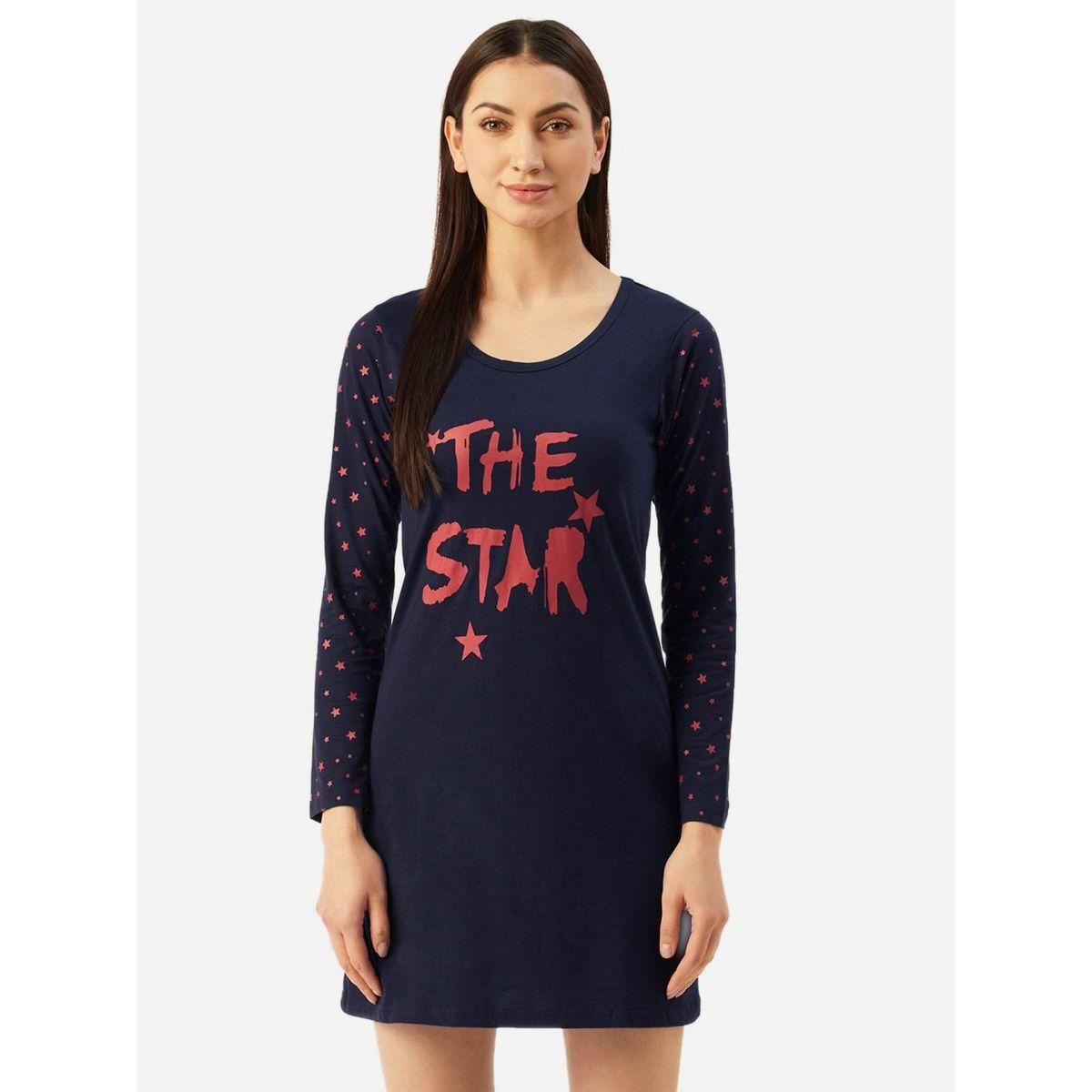 KLAMOTTEN X Styli Women Graphic Printed Cotton Blend Sleepshirt-women-clothing-nightwear-nighties-image-1
