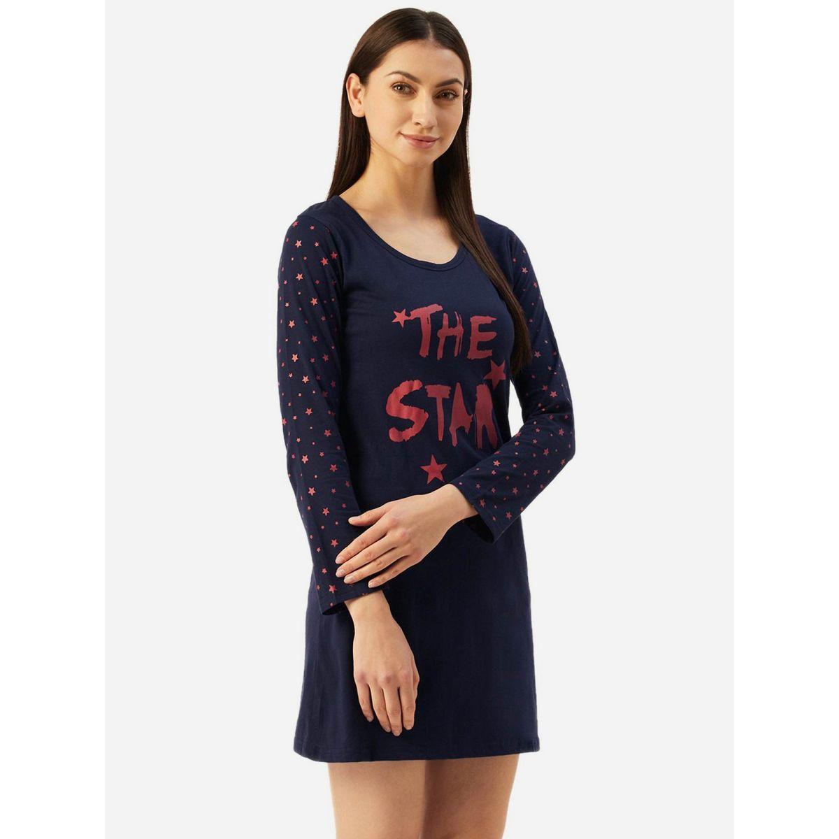 KLAMOTTEN X Styli Women Graphic Printed Cotton Blend Sleepshirt-women-clothing-nightwear-nighties-image-2