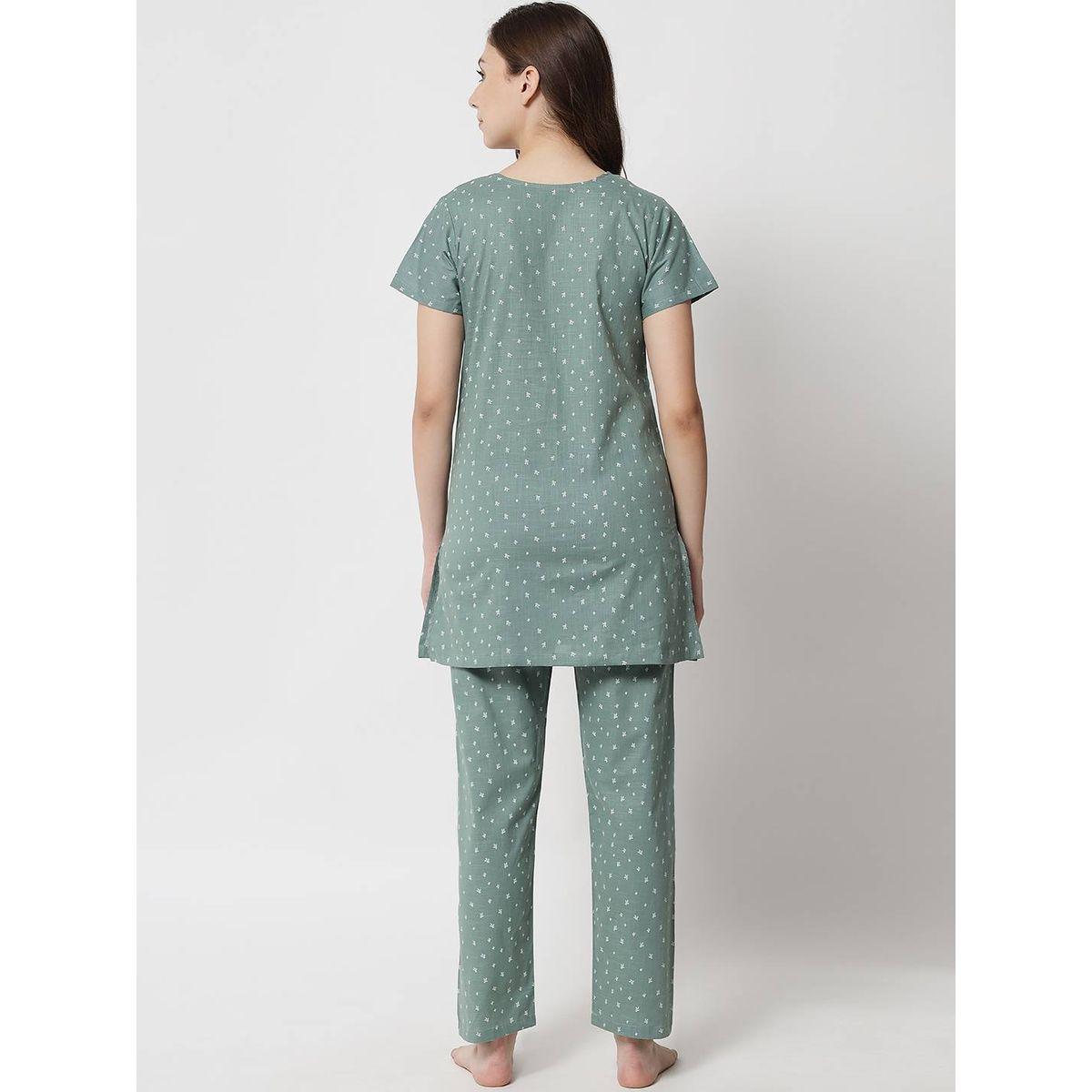 طقم بيجاما من بنطال وبلوزة طويلة بطبعات صغيرة-women-clothing-nightwear-pyjamas-longsets-image-5