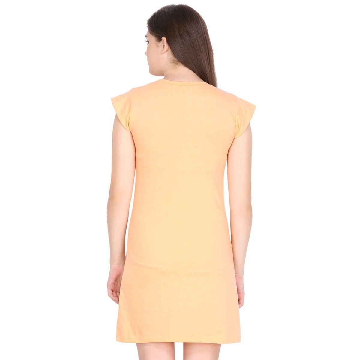 KLAMOTTEN X Styli Women Peach Cotton Blend Sleepshirt-women-clothing-nightwear-nighties-image-3