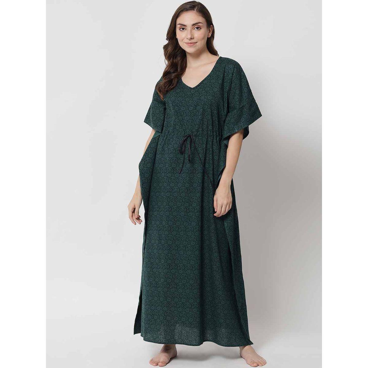 قميص نوم قفطان قطني مطبوع-women-clothing-nightwear-nighties-image-2