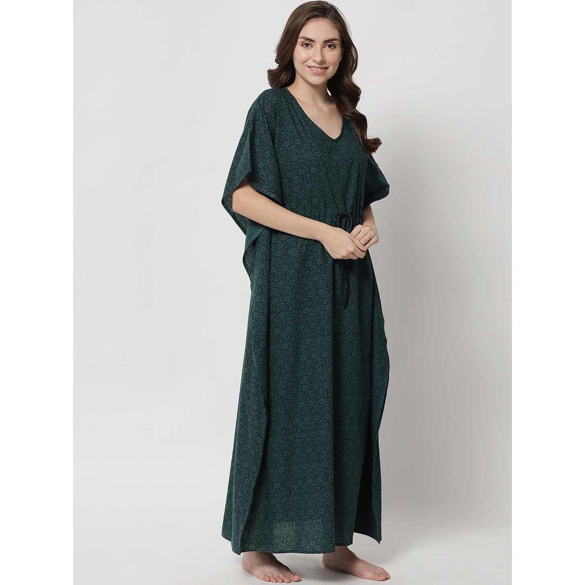 قميص نوم قفطان قطني مطبوع-women-clothing-nightwear-nighties-image-4