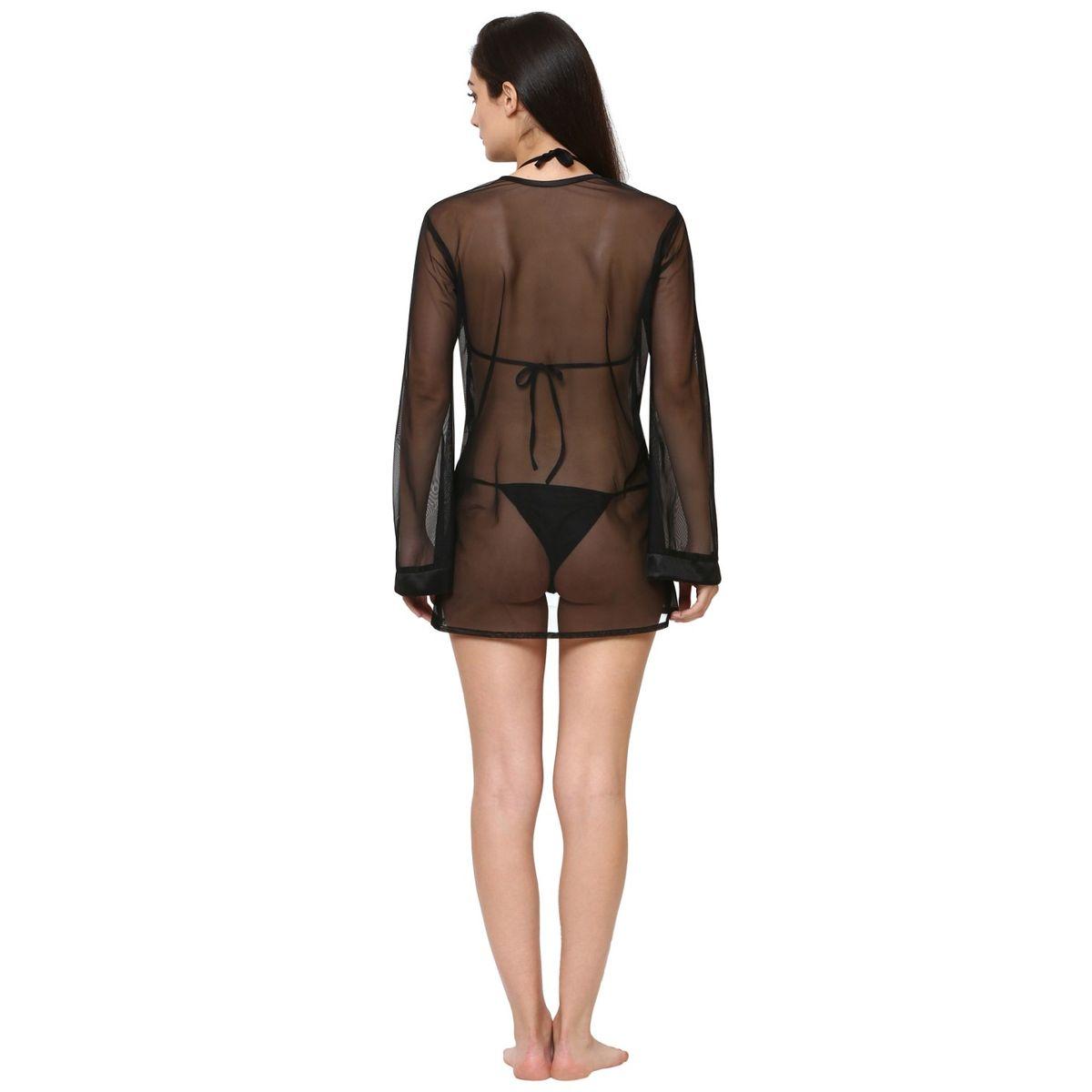 روب قصير بتفاصيل شفافة-women-clothing-nightwear-robes-image-4