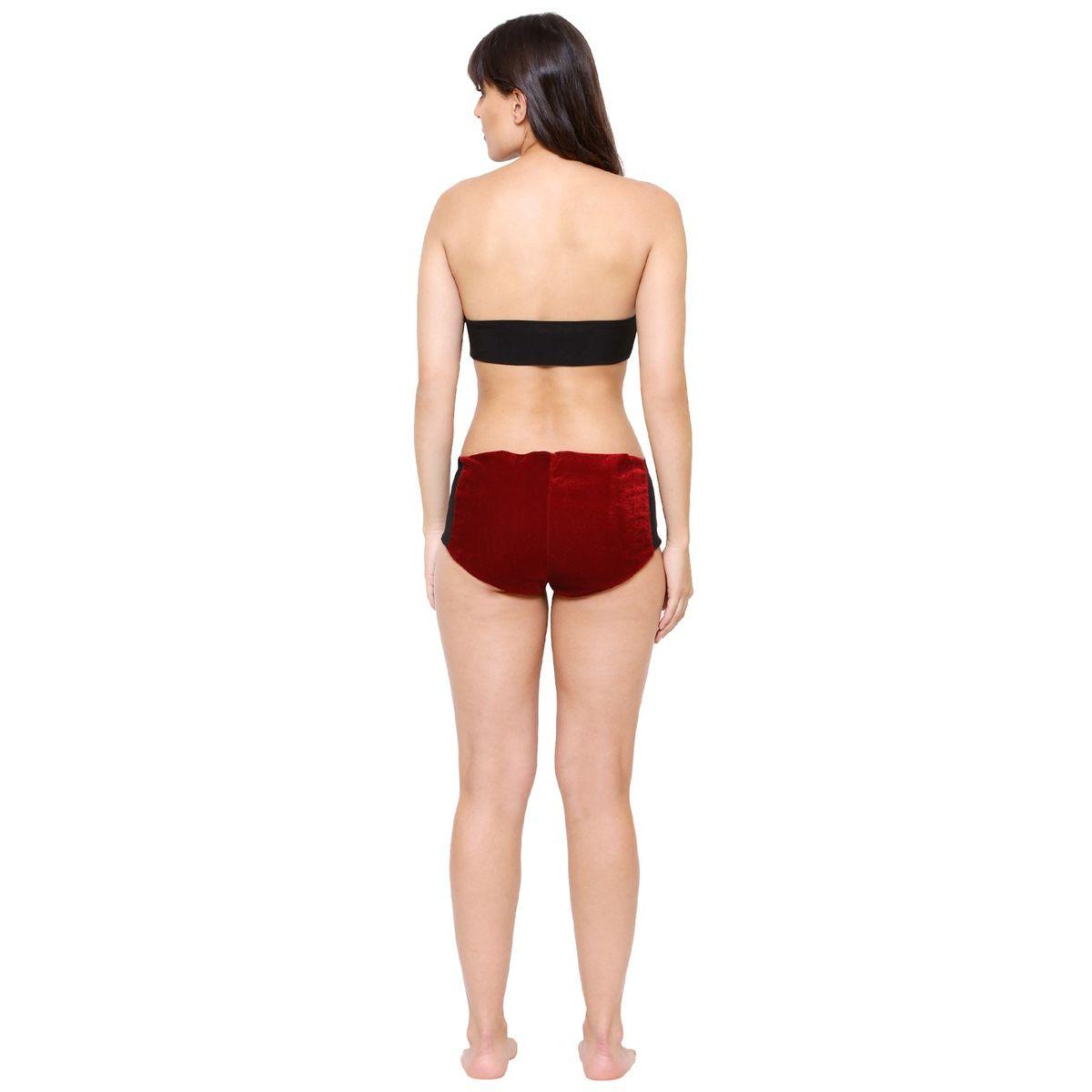 KLAMOTTEN X Styli Women Maroon Bikini and Sheer Robe Set-women-clothing-nightwear-robes-image-3